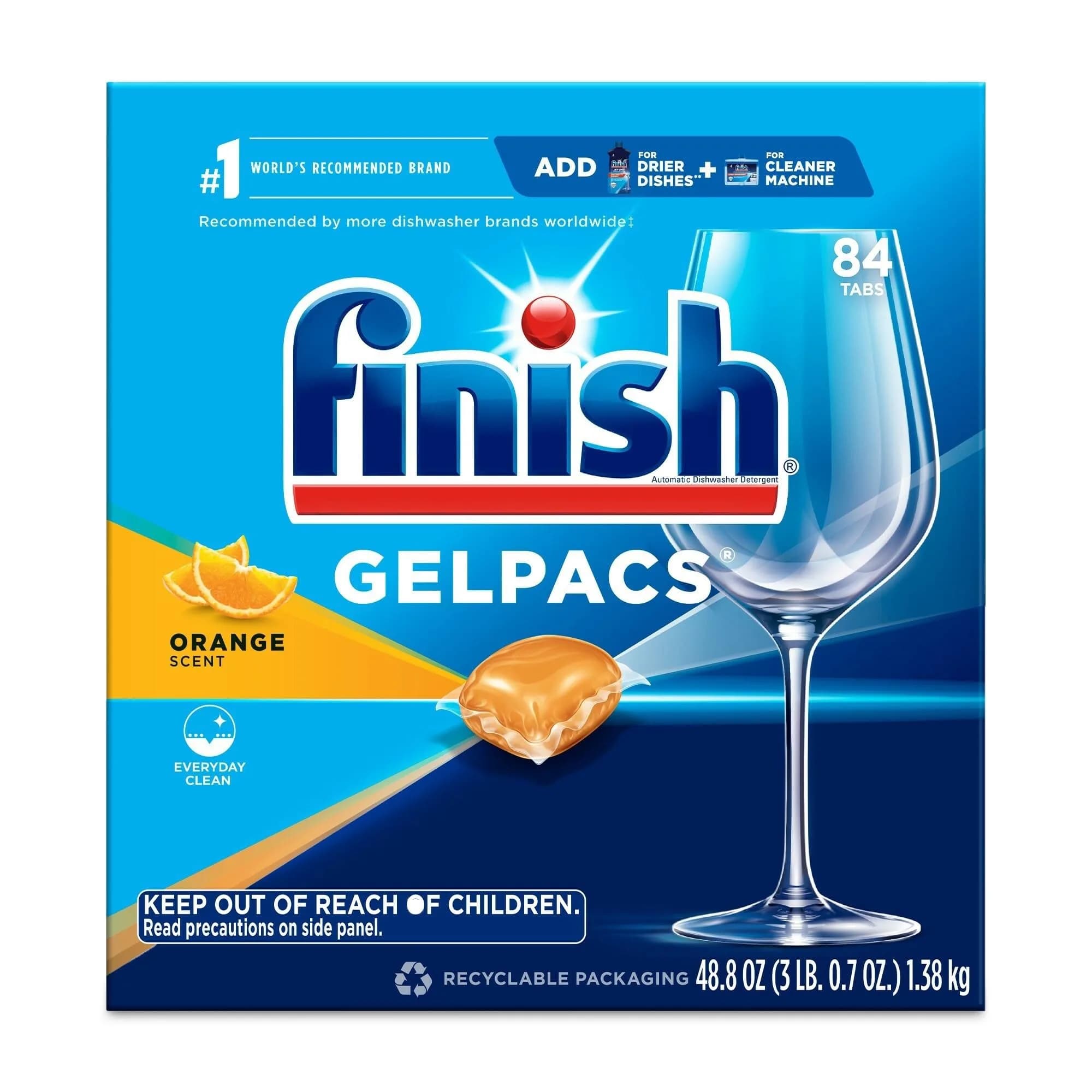 Finish Orange Scent Gelpacs Dishwasher Detergent Pods 84 Count | Fights Grease & Dried-On Food - main product image