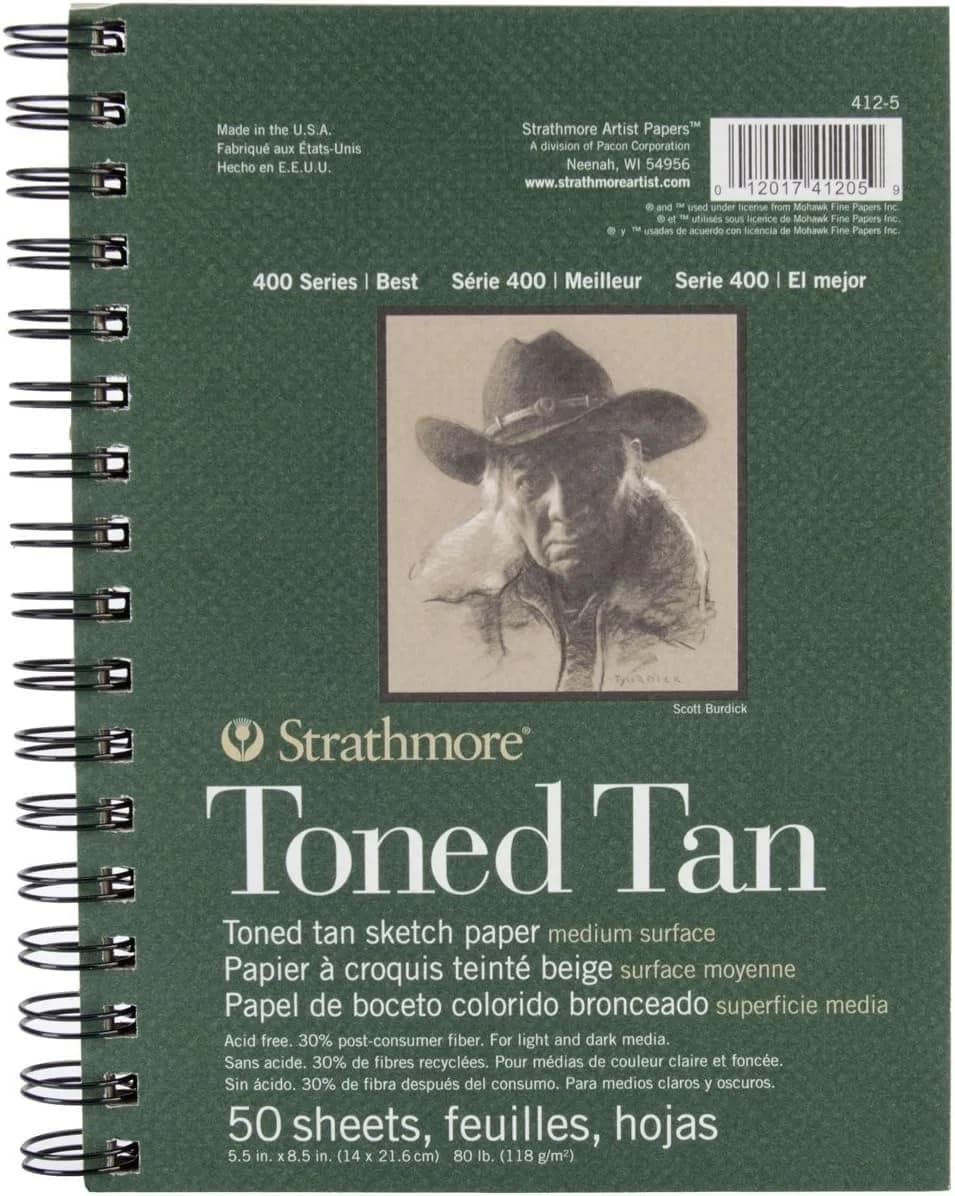 Strathmore 400 Series Toned Tan Sketch Pad 5.5x8.5 inch (14x21.6 cm) | Recycled Paper for Drawing & Illustration - main product image