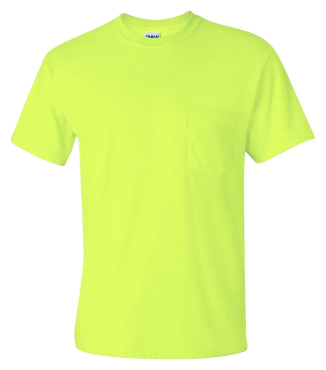 Gildan G230 Ultra Cotton Pocket T-Shirt - Safety Green - M | Preshrunk 100% Cotton, Regular Fit, Short Sleeve - main product image