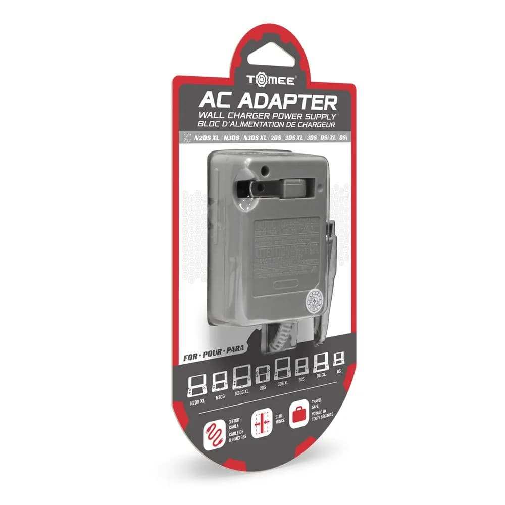 Tomee AC Adapter Charger for Nintendo 3DS/3DS XL/2DS/DSi/DSi XL/New 3DS/New 3DS XL 100-245V, 1.2m (4ft) Cable | Fold-Away Plug - main product image