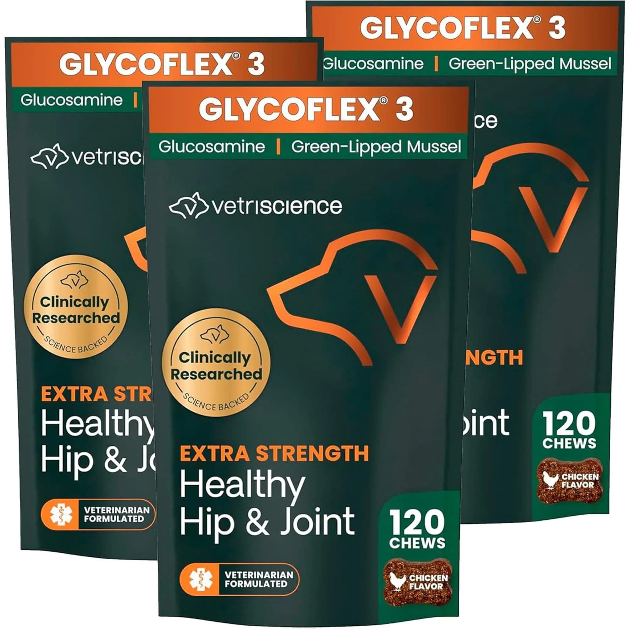 VetriScience Extra Strength Healthy Hip & Joint Chews for Dogs, 360 Chews (1080g / 2.4lb) | Vet-Formulated Mobility Support - main product image