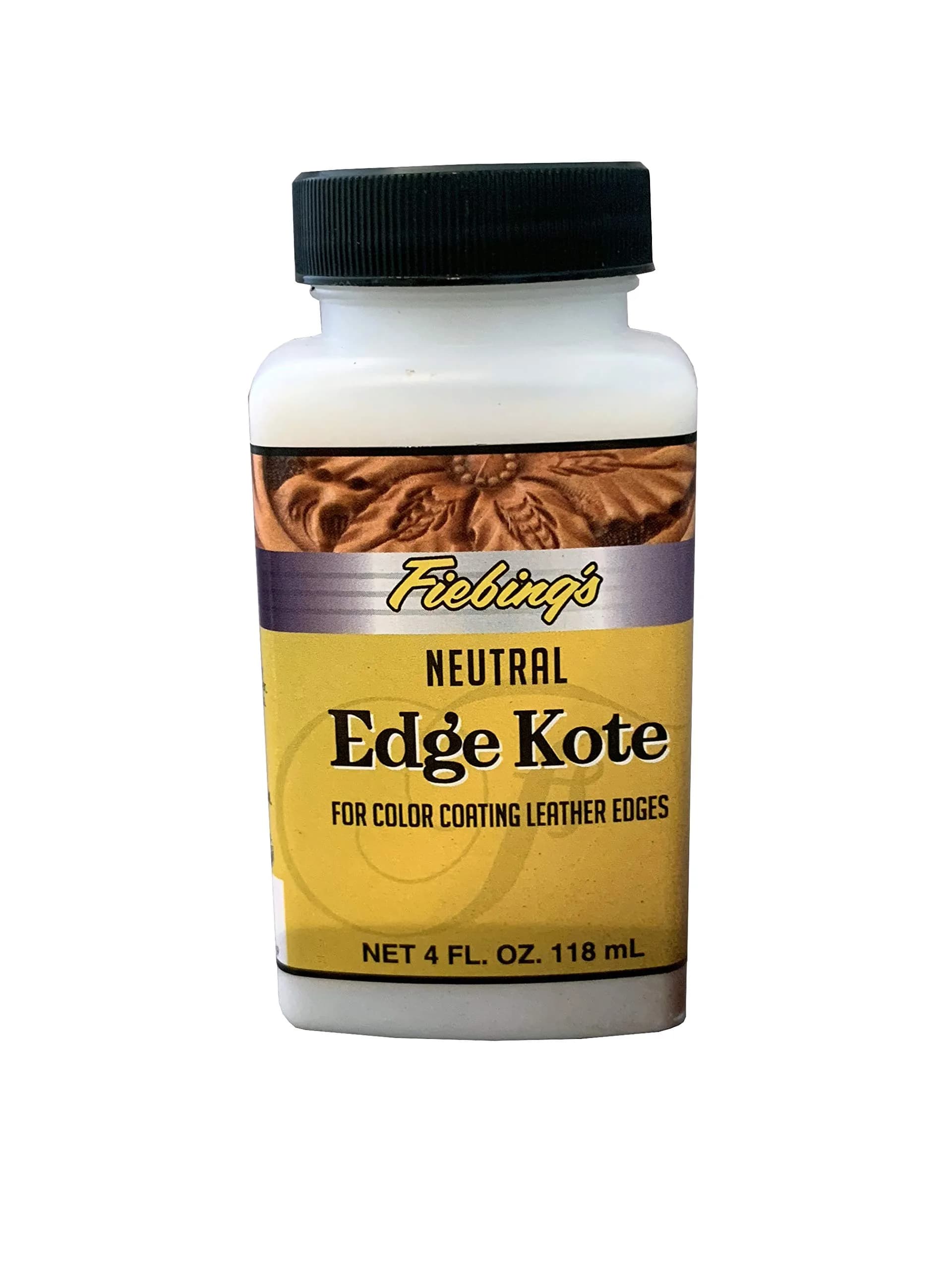 Fiebing's Edge Kote Neutral 4 Fl Oz (118 ml) | Water-Resistant Leather Edge Paint for Crafts