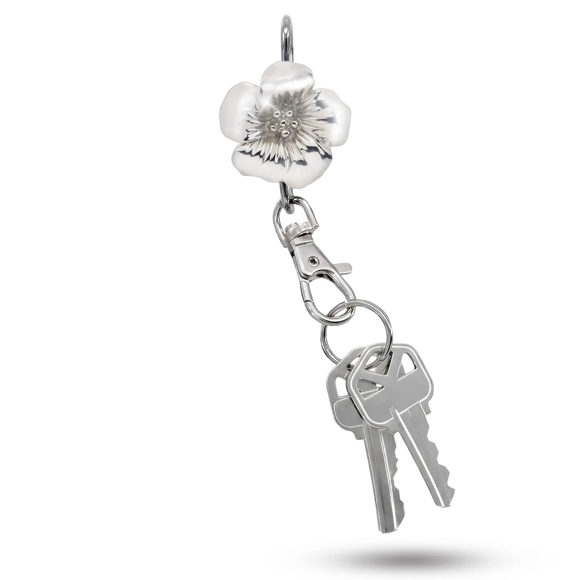 Finders Key Purse Silver Floral Keychain | Stylish & Multifunctional Accessory for Women
