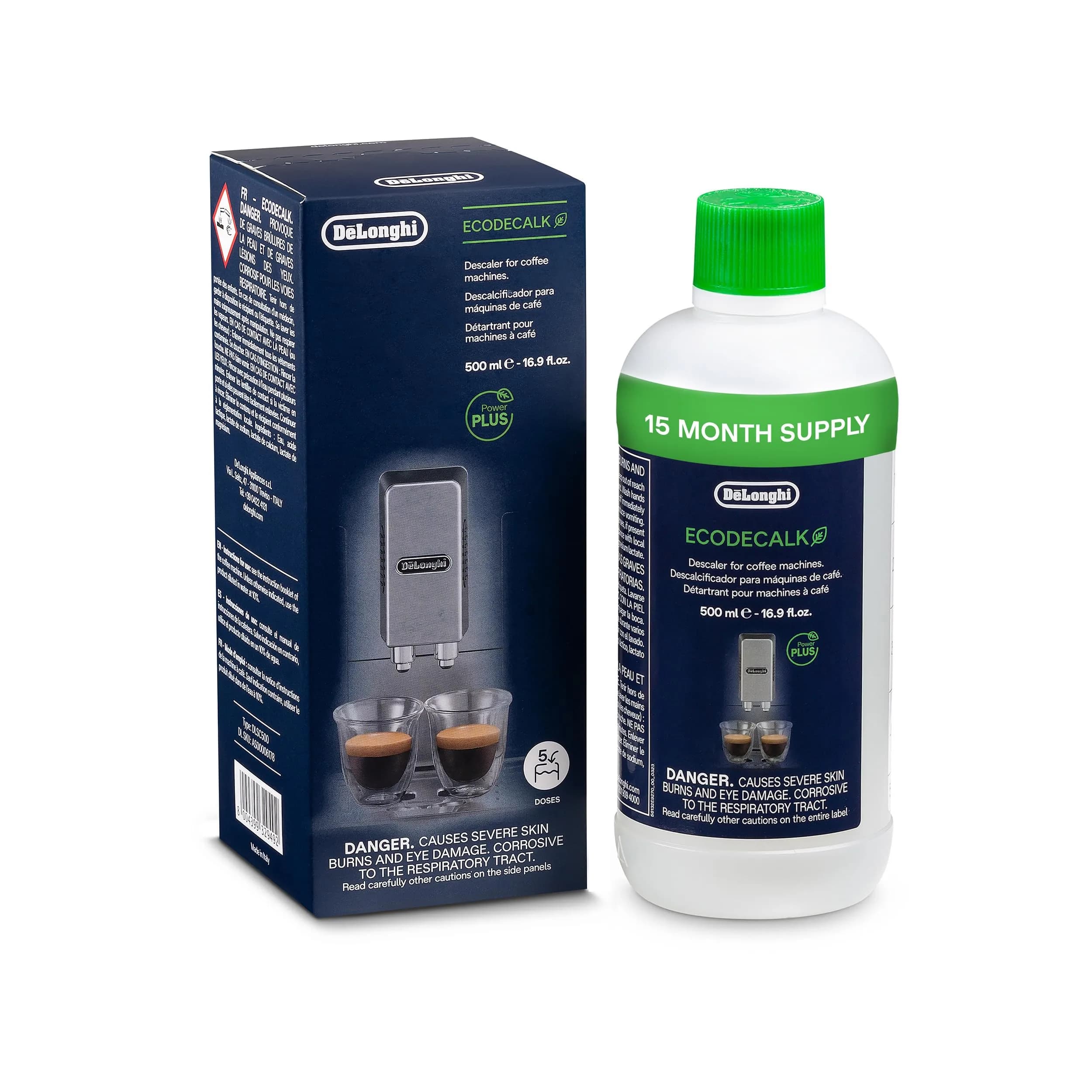 De'Longhi EcoDecalk Universal Descaler 500ml (16.9 Fl Oz) | Coffee Machine Limescale Remover - main product image