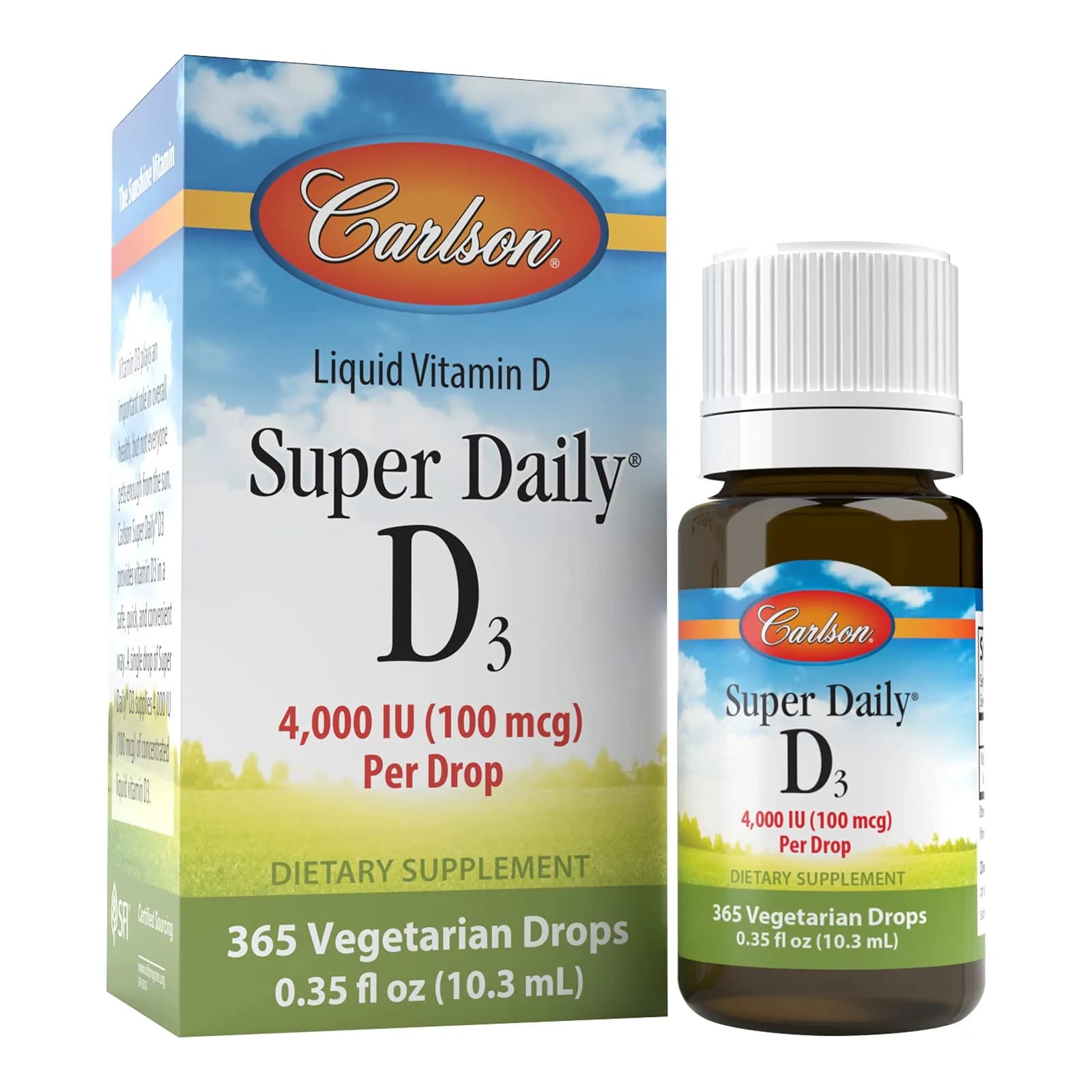 Carlson Super Daily D3 Liquid 4,000 IU (100 mcg) | Supports Heart, Immune, Bone Health - main product image
