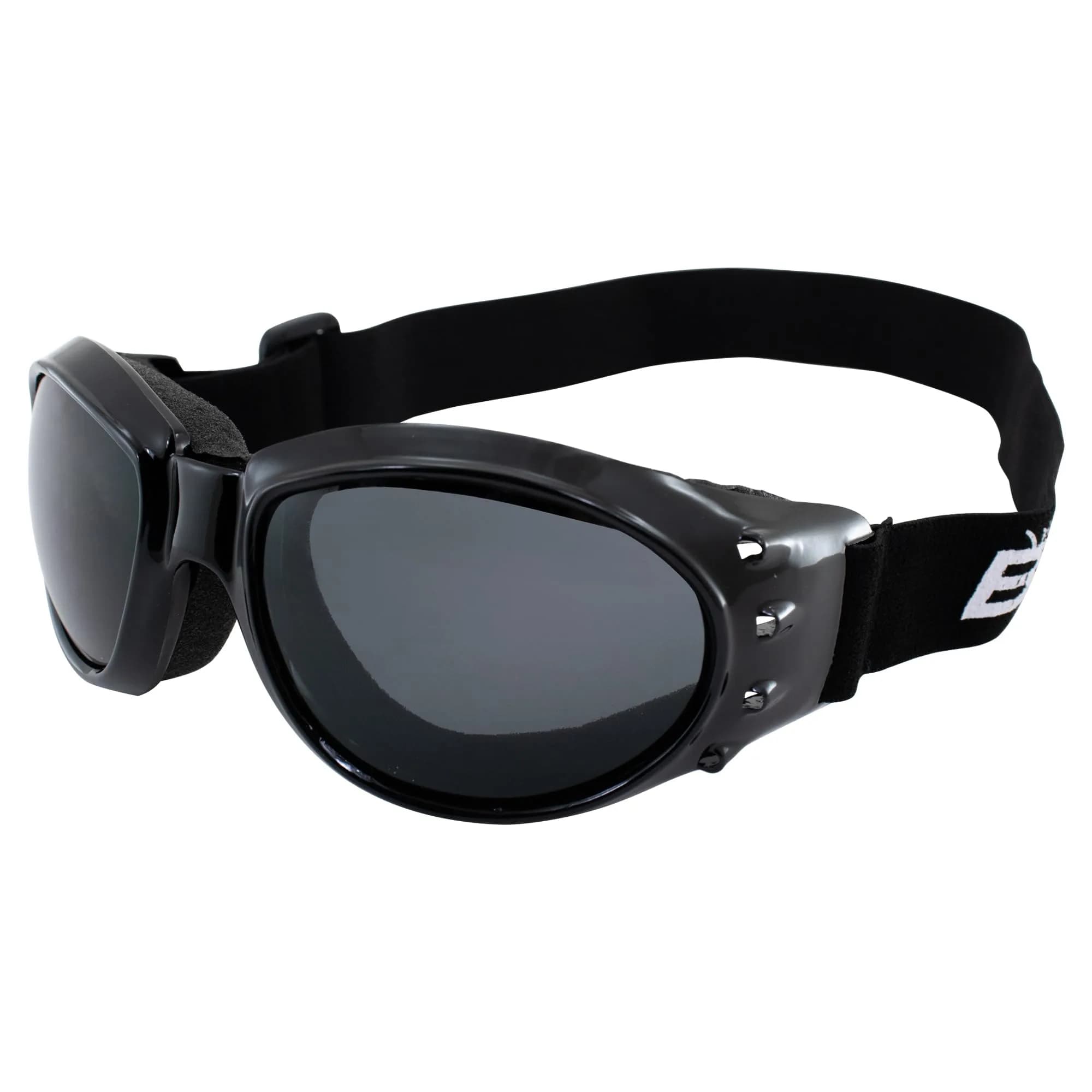 Birdz Eagle Motorcycle Goggles (Black Frame/Polarised Smoke Lens) | Safety Riding Gear for Adults