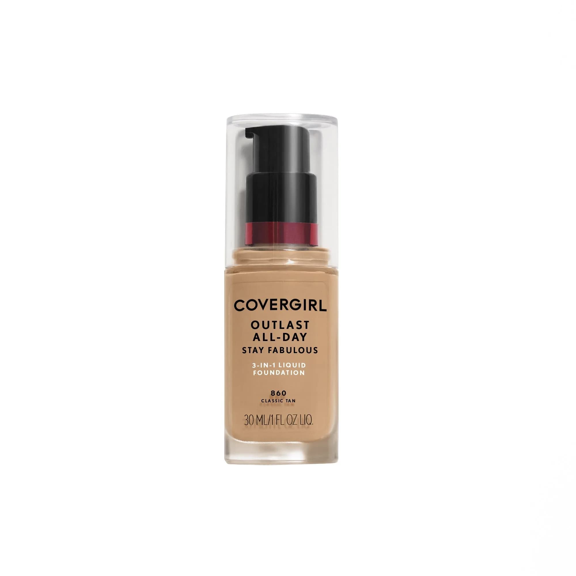 COVERGIRL Outlast All-Day Stay Fabulous 3-in-1 Foundation Classic Tan | Light, Deep Skin Tones, Matte Finish, 1 oz