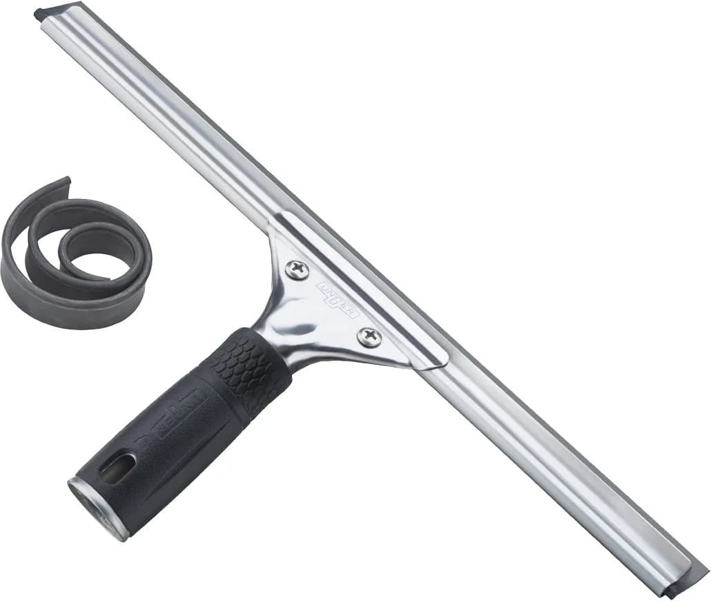 Unger Professional 12” Stainless Steel Window Squeegee with Replacement Rubber | Streak-Free Glass Cleaning - main product image