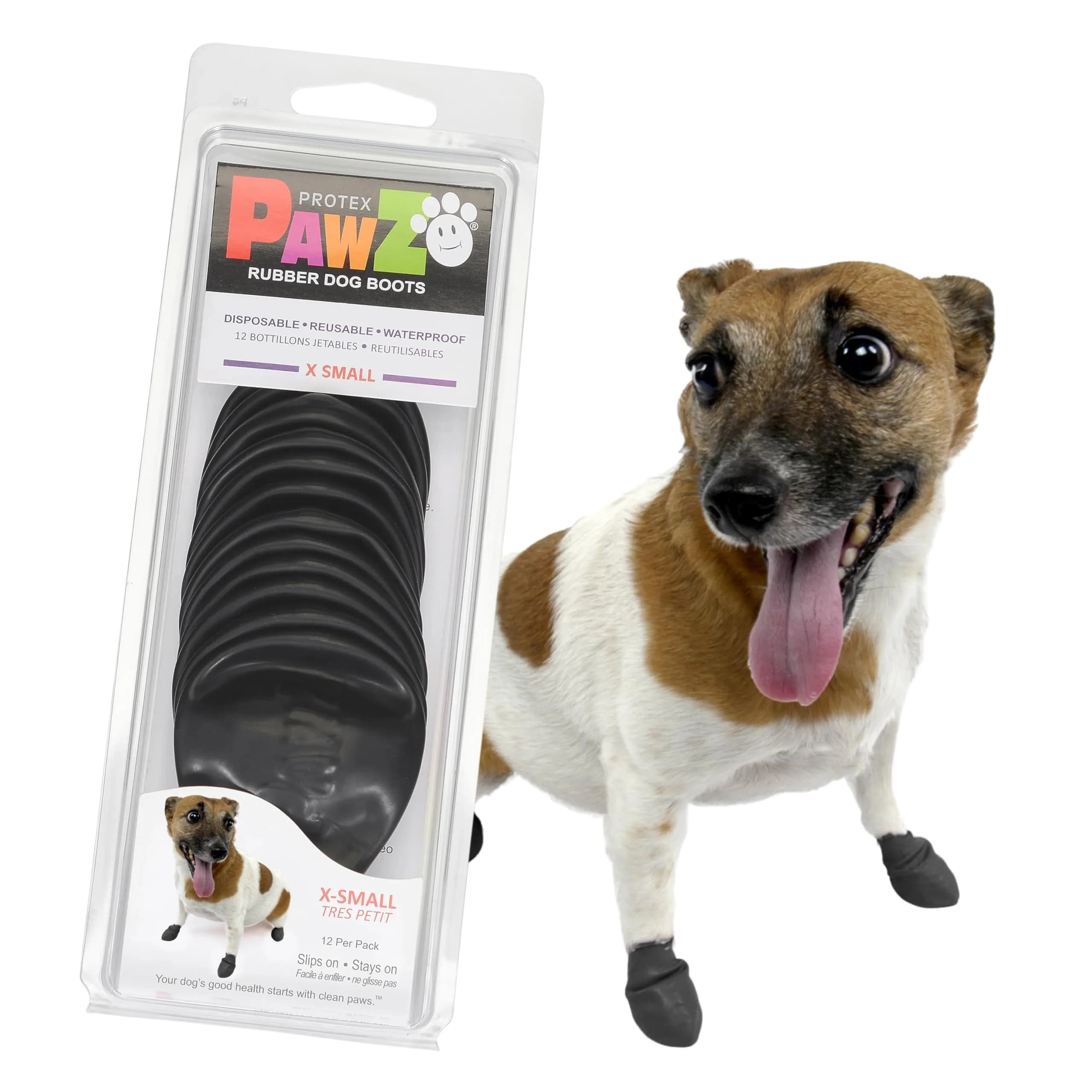 Protex PawZ Rubber Dog Boots Waterproof Non-Slip Shoes 12 Pack | All-Weather Paw Protection (120 chars)