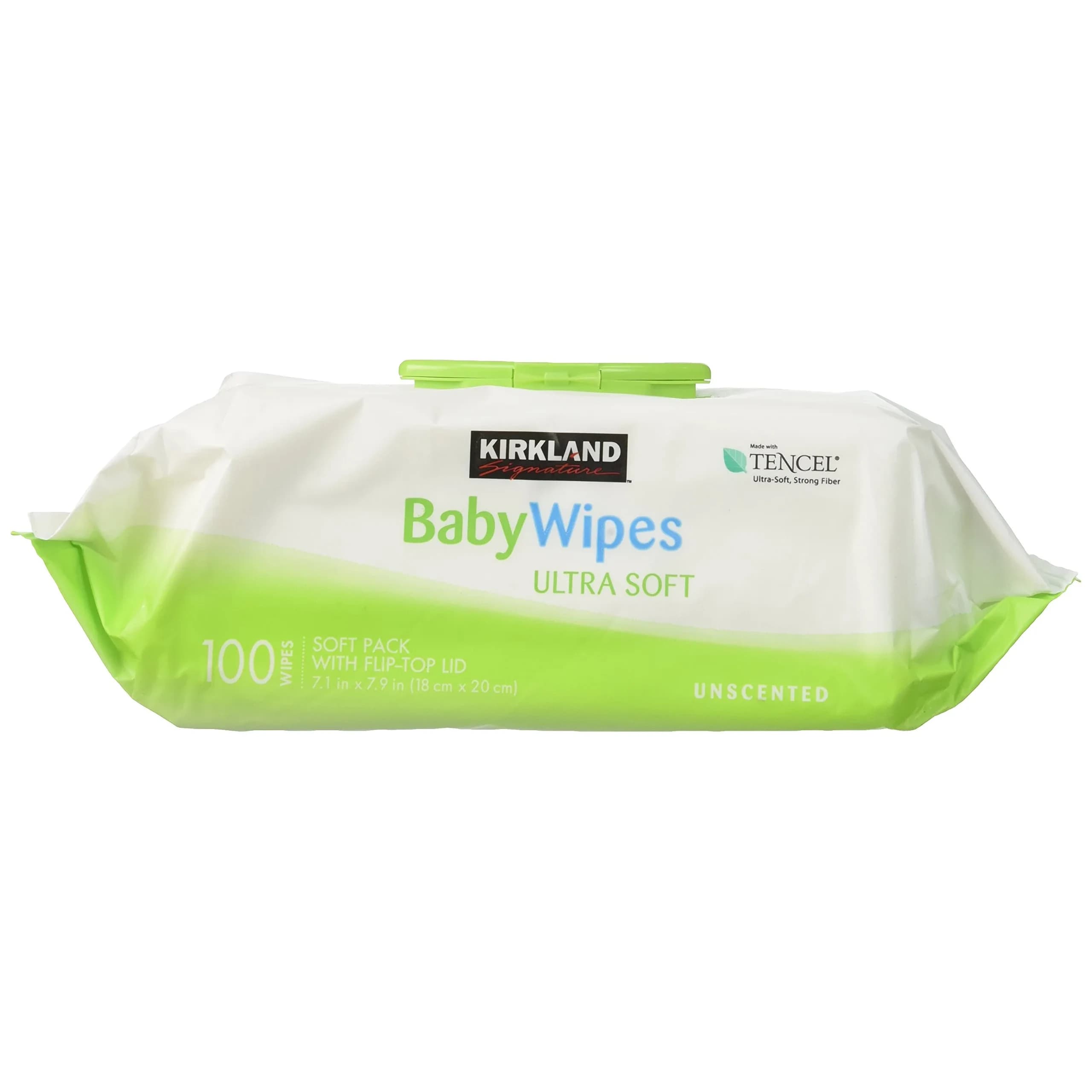 KIRKLAND Signature Baby Wipes, Ultra-Soft, Unscented, 100 Count | Hypoallergenic & Alcohol-Free - main product image