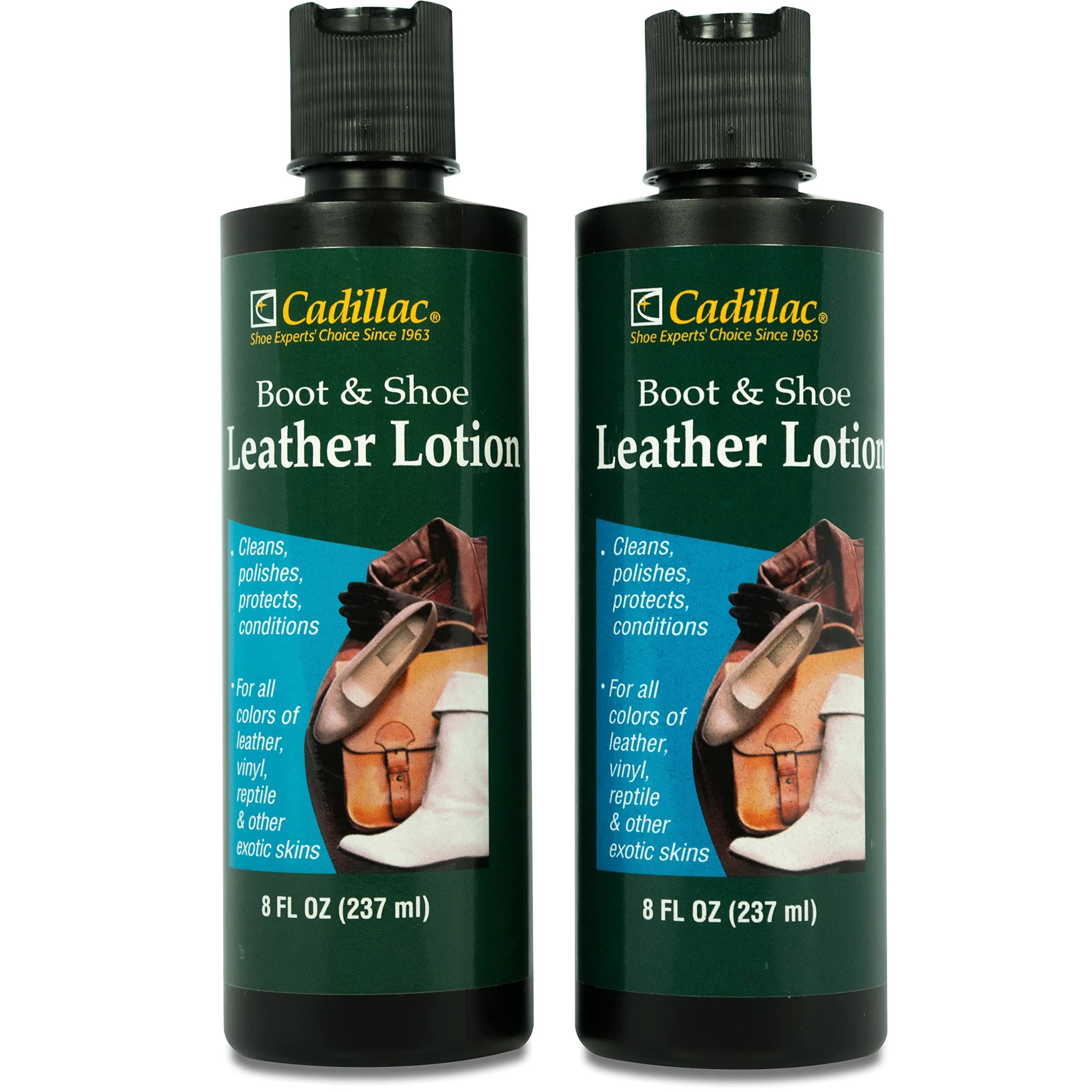Cadillac Boot and Shoe Leather Lotion 8 Fl Oz (237 ml) | Cleans, Conditions, Protects, and Polishes Leather Footwear