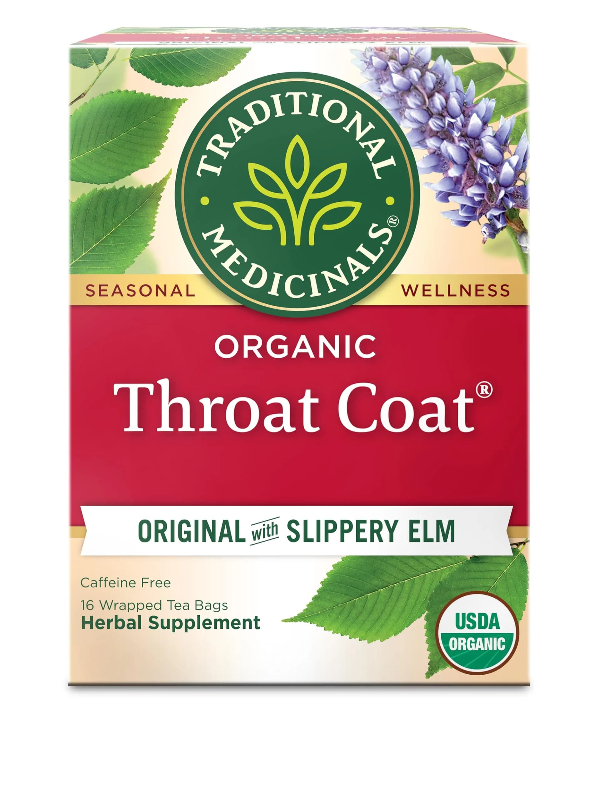 Traditional Medicinals Throat Coat Seasonal Tea 16 Tea Bags | Supports Throat & Immunity