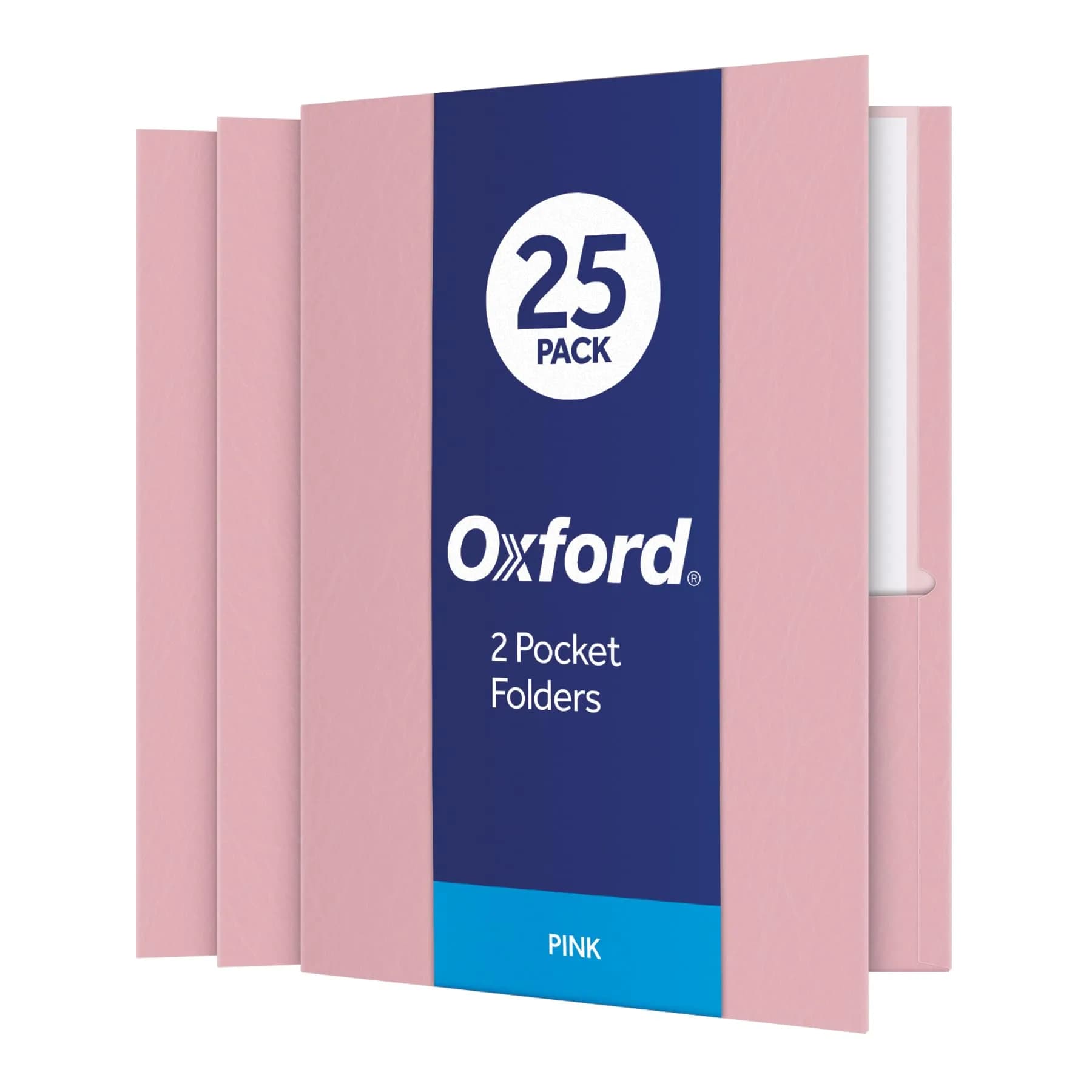 Oxford Twin-Pocket Folders Textured Paper Letter Size Pink Holds 100 Sheets Box of 25 - main product image