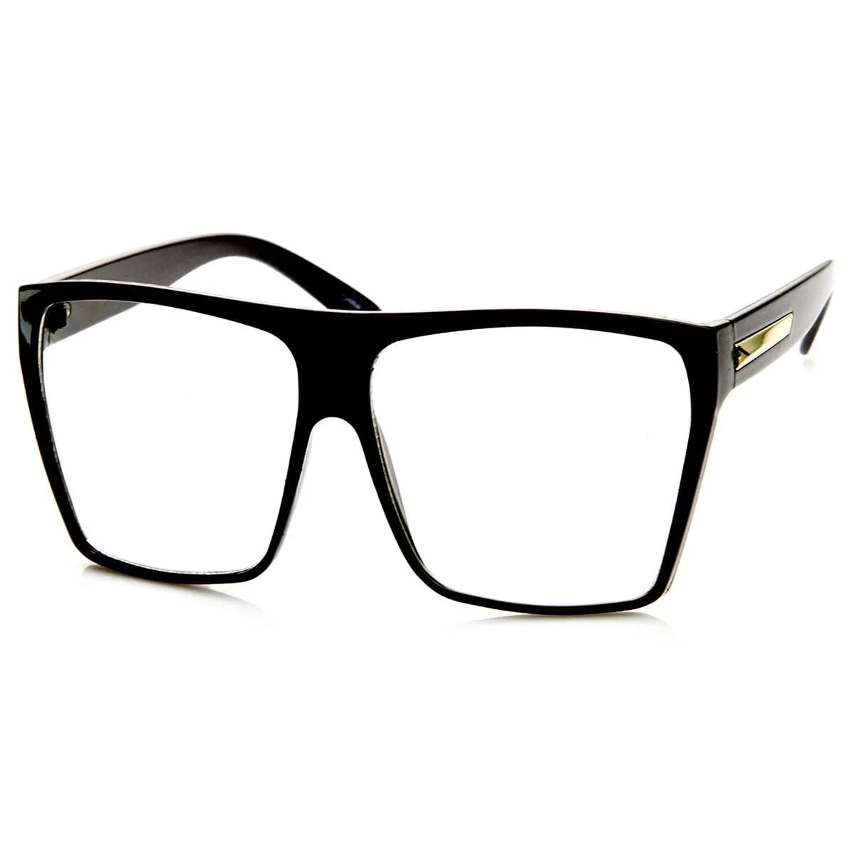 zeroUV Large Oversized Retro Fashion Clear Lens Square Glasses, Size 5.0 | Polycarbonate Lenses & UVA/UVB Protection