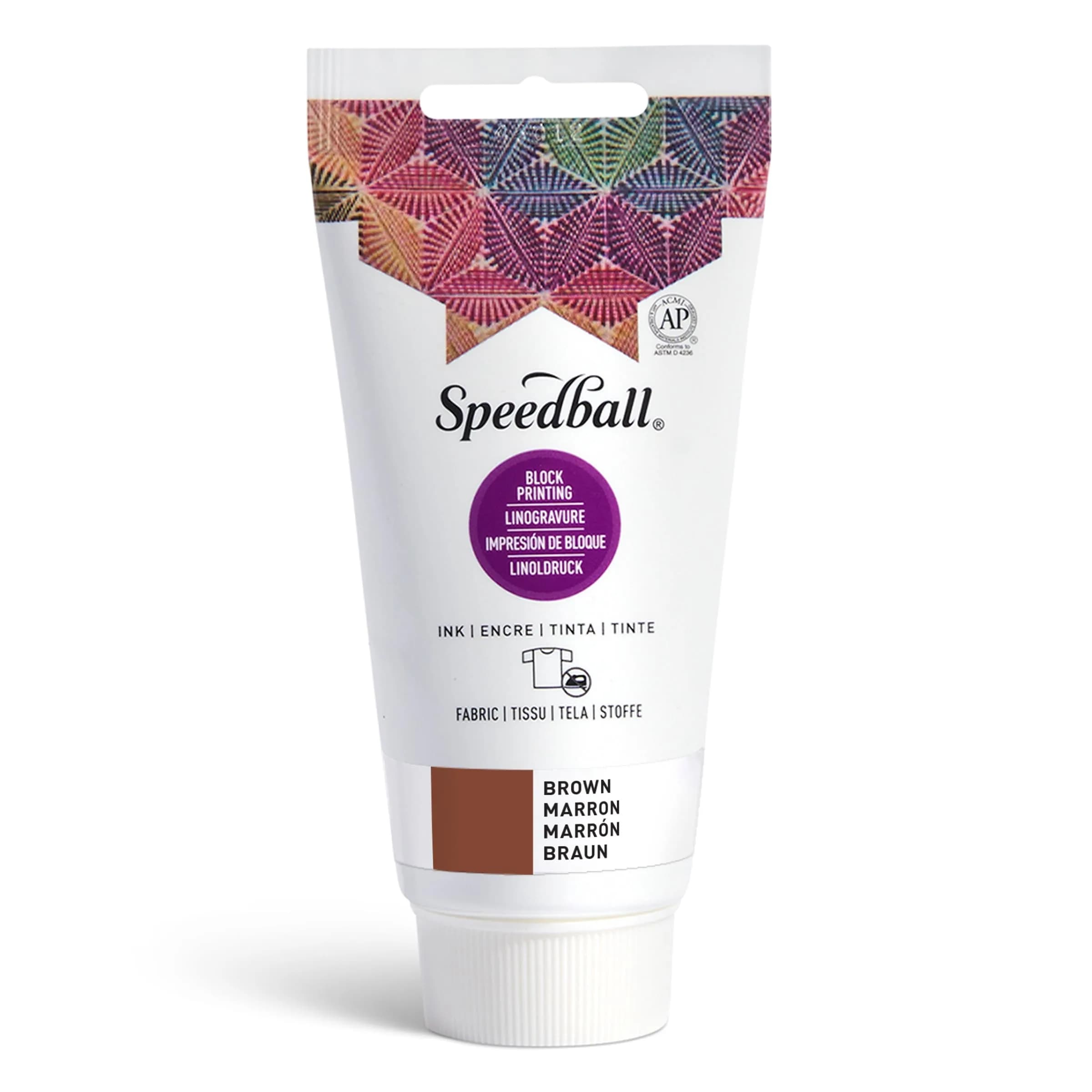 Speedball Fabric Block Printing Ink Brown 74ml (2.5 Fl Oz) | Vibrant Opaque Oil-Based Ink for Textiles & Paper - main product image