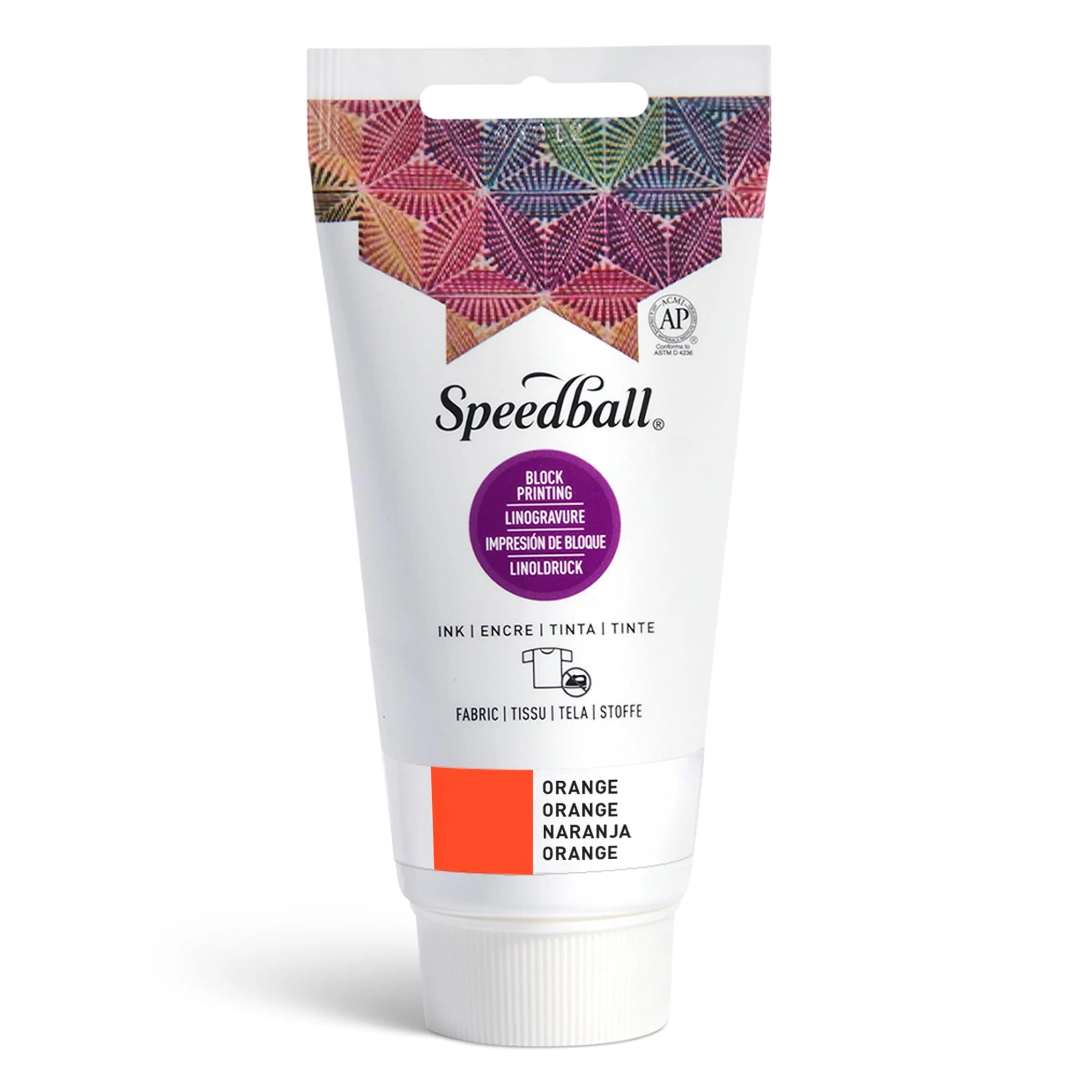 Speedball Fabric Block Printing Ink Orange 74ml (2.5 fl oz) | Vibrant Opaque Water-Miscible Oil-Based Ink - main product image