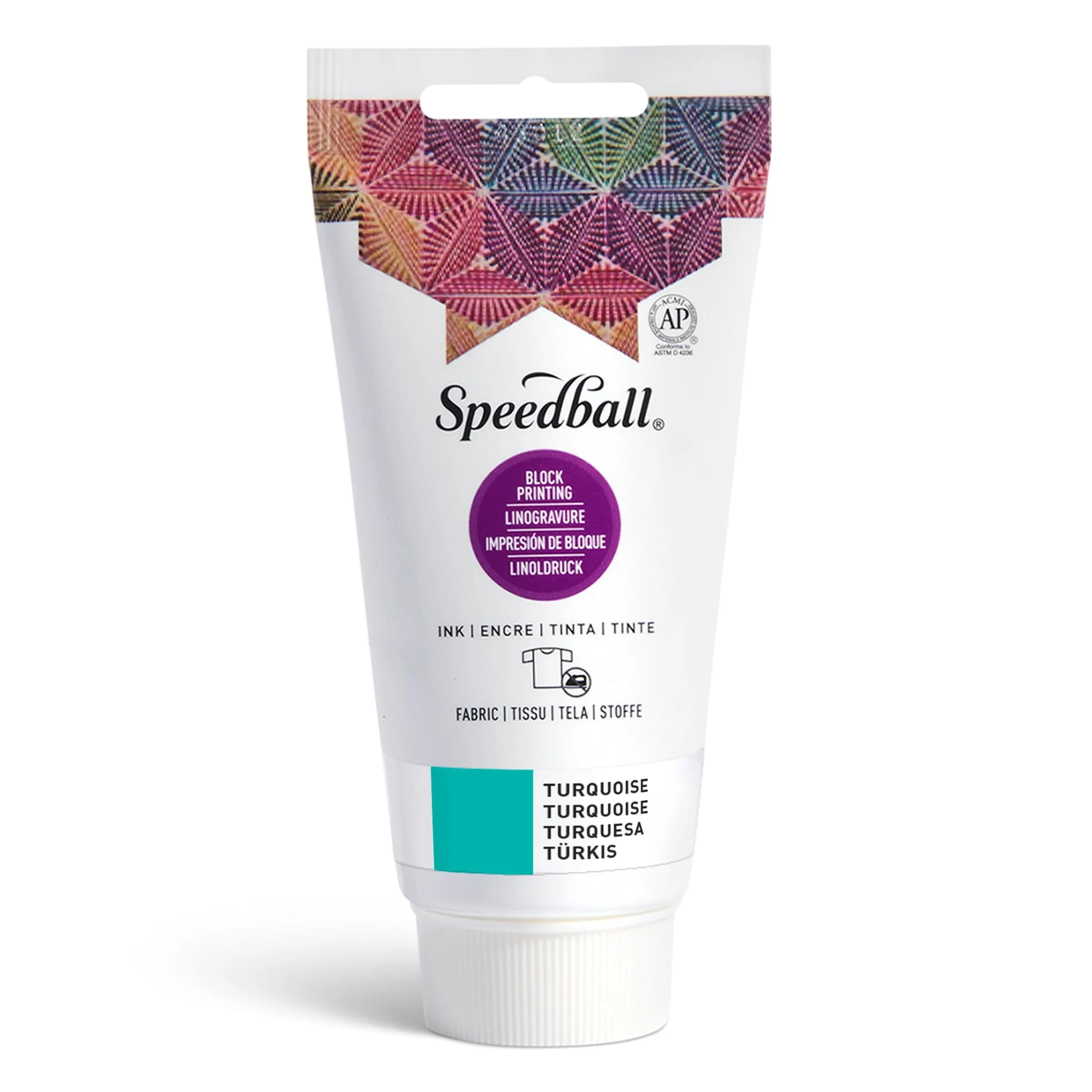 Speedball Fabric Block Printing Ink Turquoise 74ml (2.5 fl oz) | Vibrant Opaque Ink for Textiles & Paper - main product image