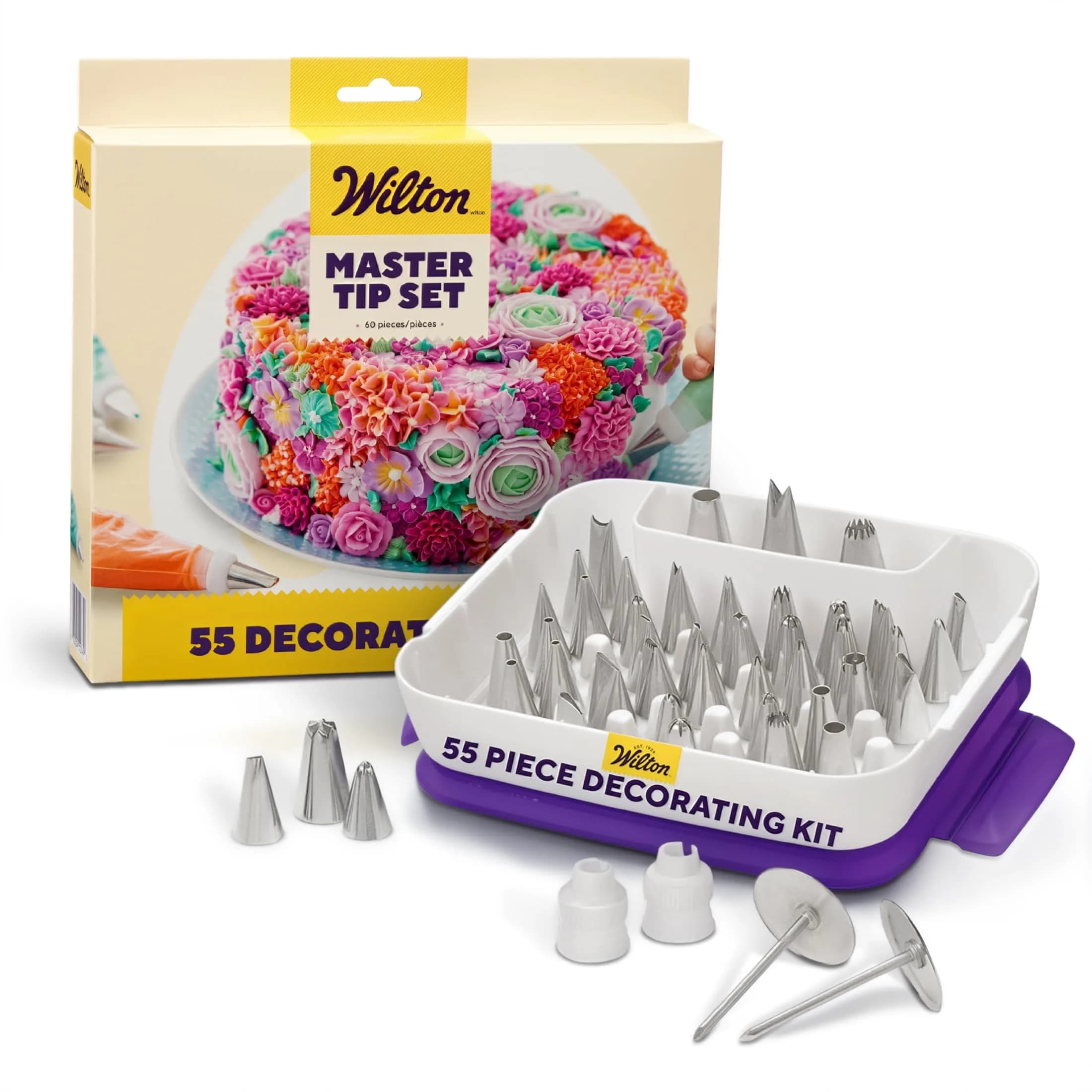 Wilton Master Cake Decorating Piping Tips Set, 55-Piece | Professional Stainless Steel Tools for Buttercream & Royal Icing - main product image