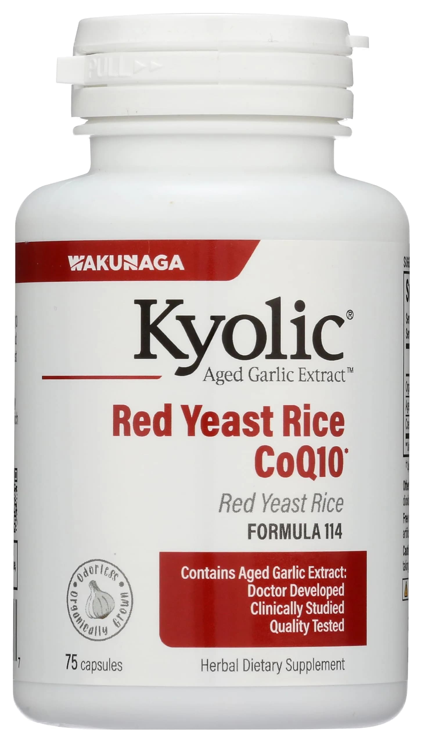 Kyolic Aged Garlic Extract Formula 114 Red Yeast Rice CoQ10 75 Capsules (25 Servings) | Supports Cardiovascular Health & Cellular Energy - main product image