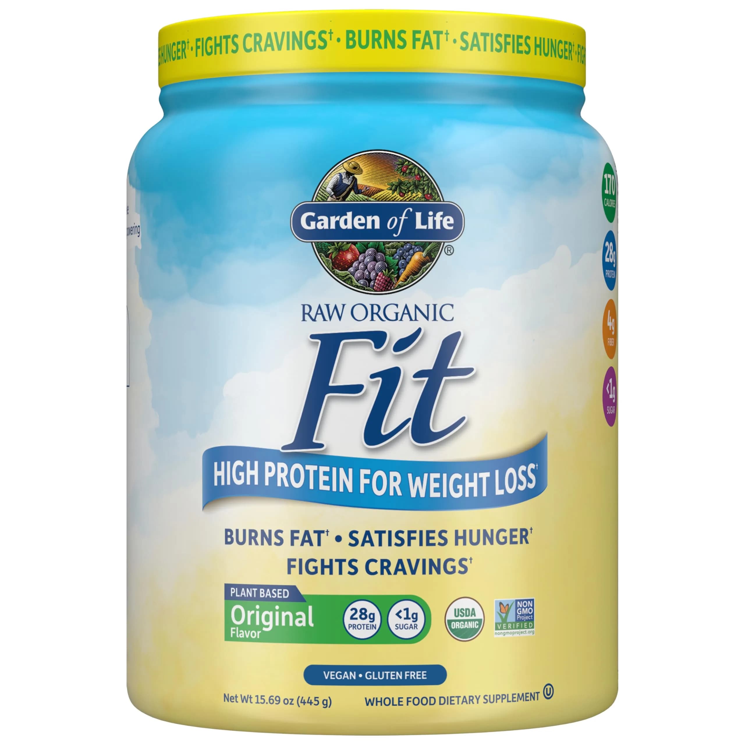 Garden of Life Raw Organic Fit Vegan Protein Powder Original 427g (14 Oz) | 28g Plant Protein for Weight Management - main product image