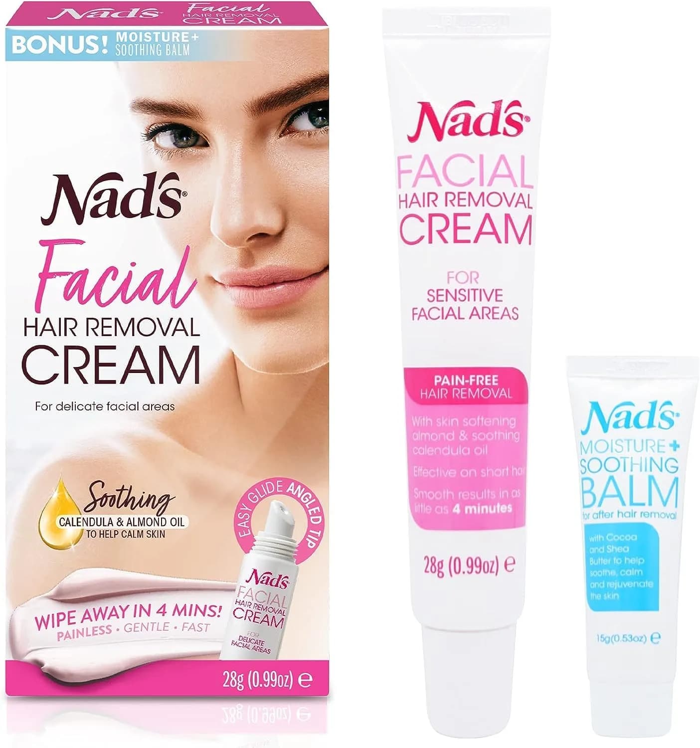 Nad's Gentle & Soothing Facial Hair Removal Cream for Women - Sensitive Depilatory Cream 28ml (0.99 Oz) | Painless Hair Removal for Face, Chin & Upper Lip - main product image