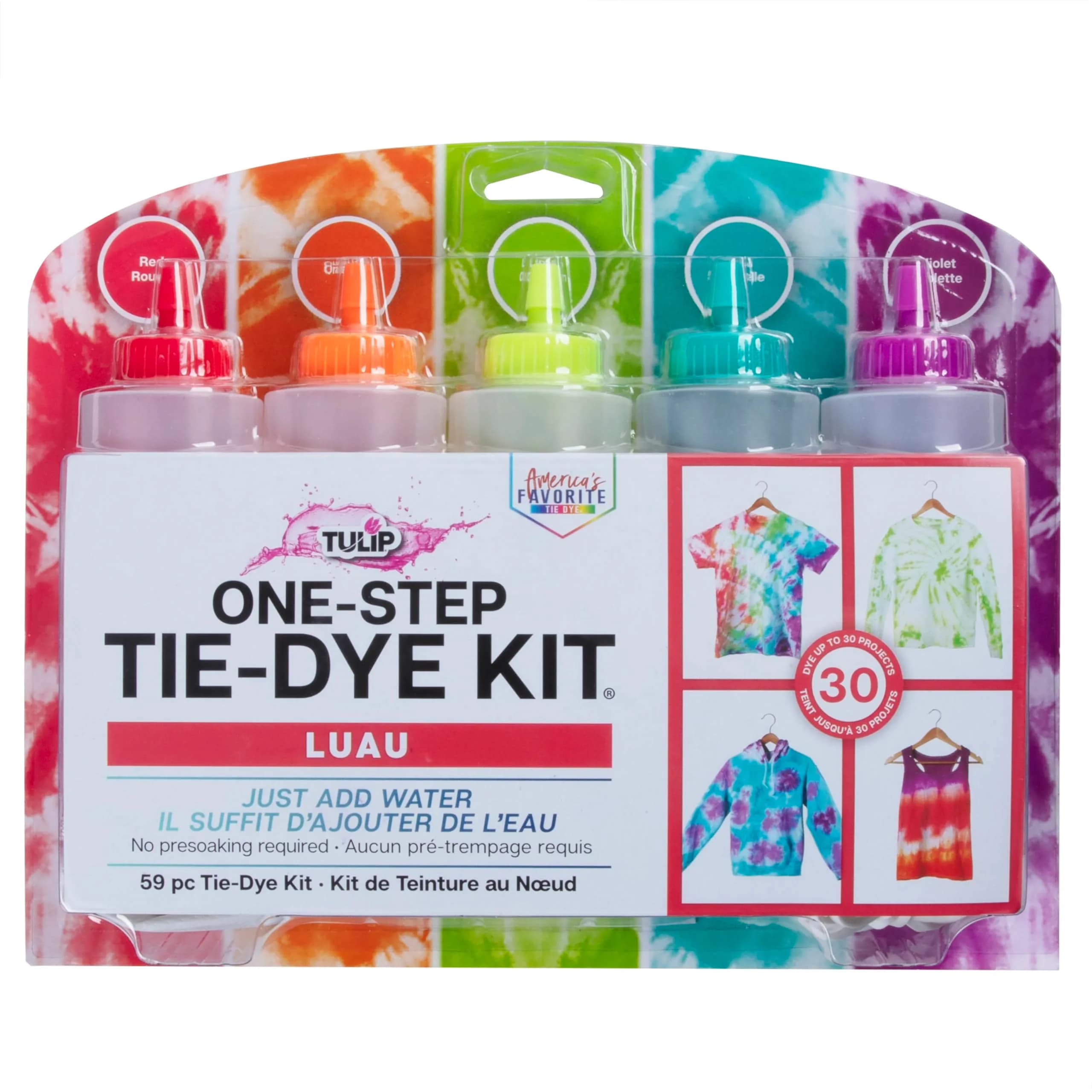 TULIP One-Step Tie-Dye Kit Luau Multi-Color 5-Bottle Pack | Permanent Fabric Dye for Cotton, Rayon, Wool, Linen - main product image