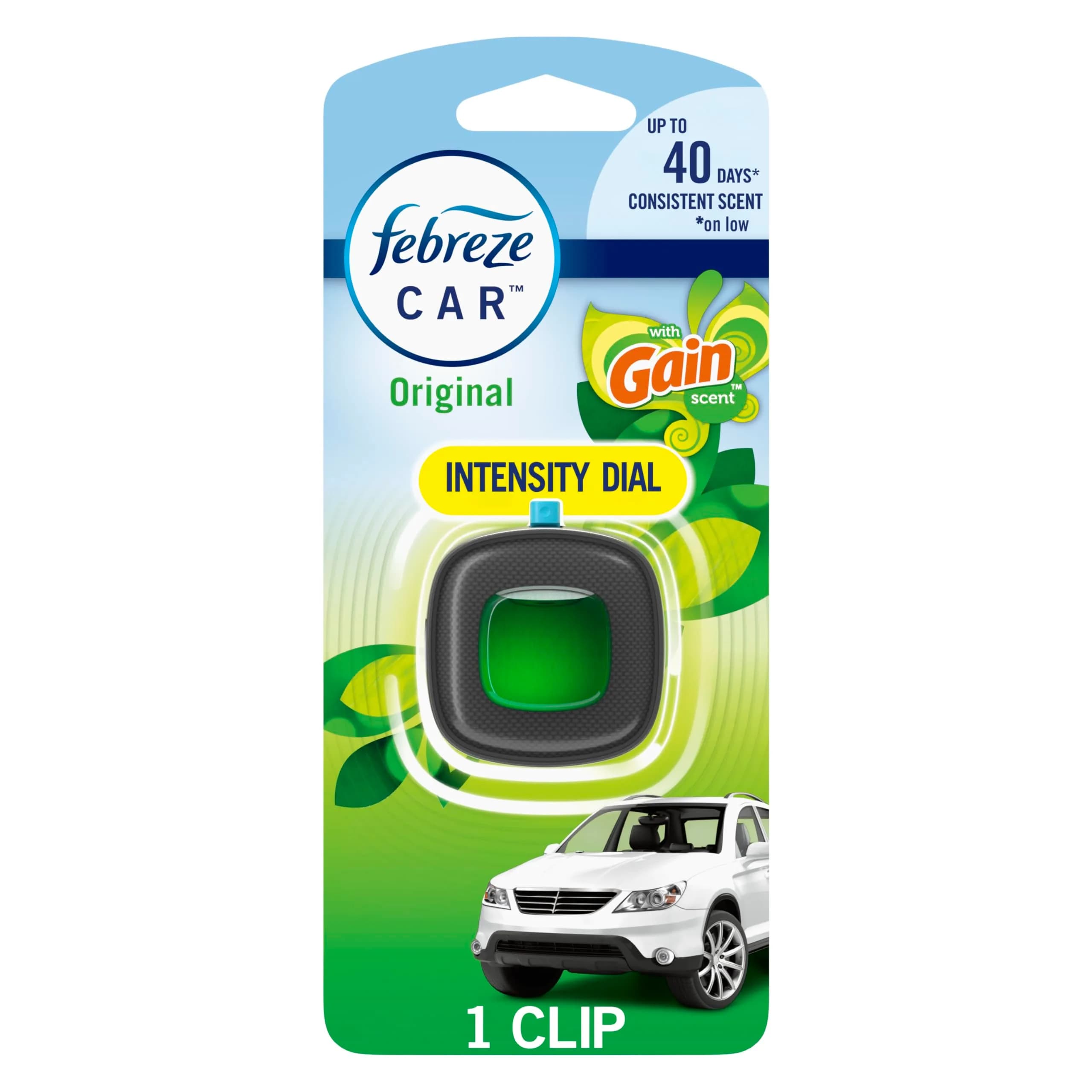 Febreze Car Vent Clip Odor Fighter 8 Count | Gain Original Scent, 0.06 Fl Oz (Pack of 8)