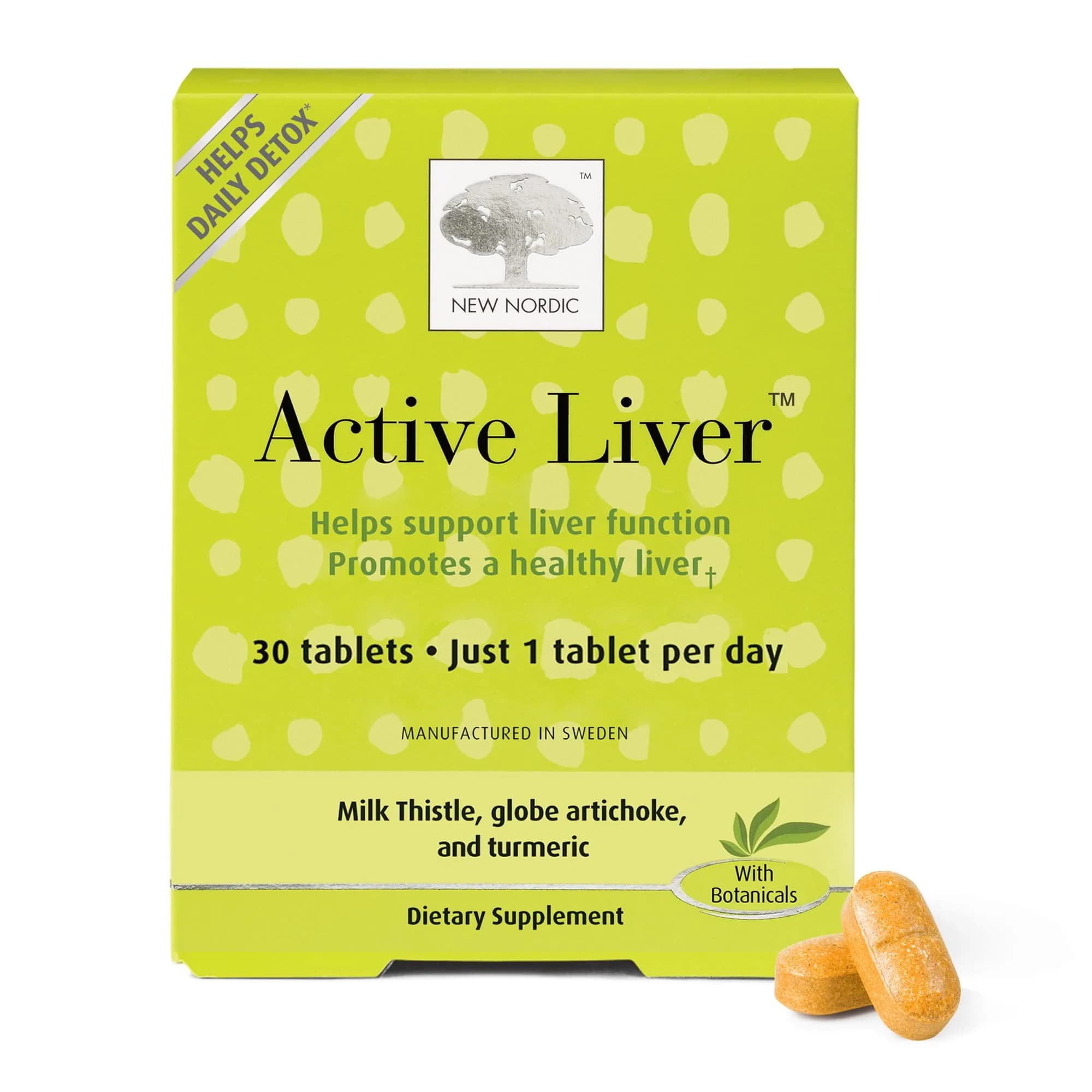 NEW NORDIC Active Liver Daily Support Supplement 30-Day Supply - 30 Tablets | Plant-Based Botanical Blend for Liver Health