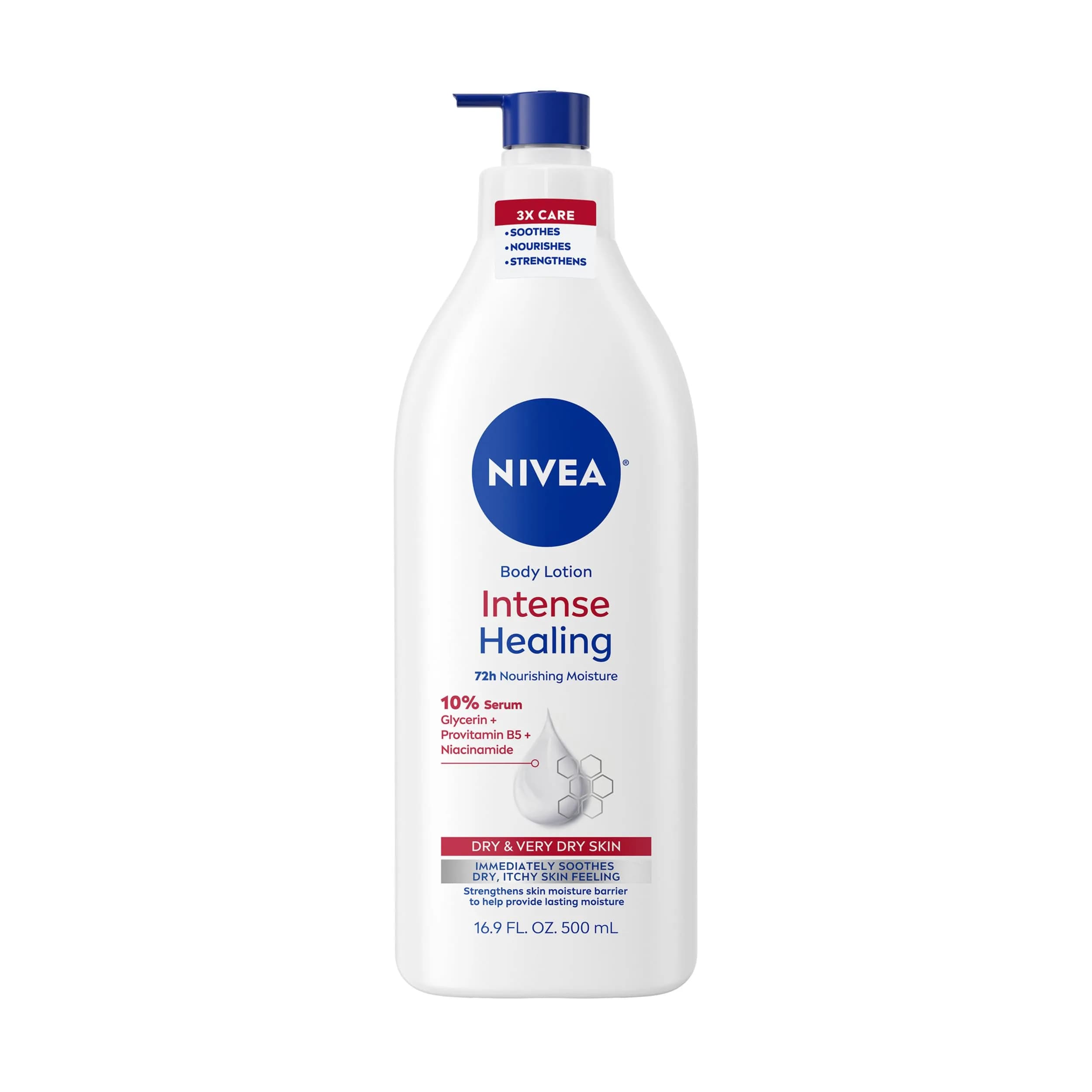 NIVEA Intense Healing Body Lotion 16.9 Fl Oz | 72-Hour Moisture for Dry Skin
