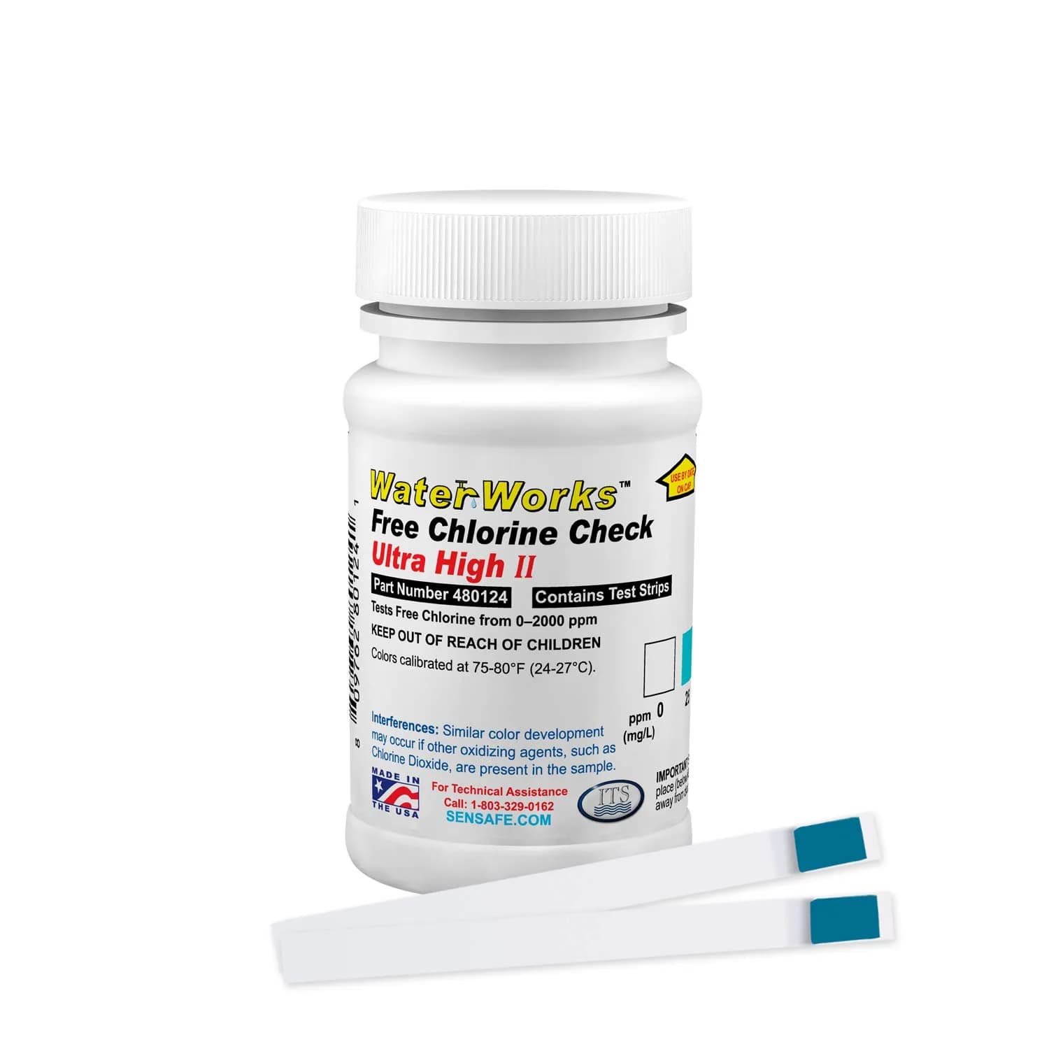 Industrial Test Systems WaterWorks 480124 Free Chlorine Test Strip 0-2000ppm | Ultra High Range, 61 Sec Test - main product image