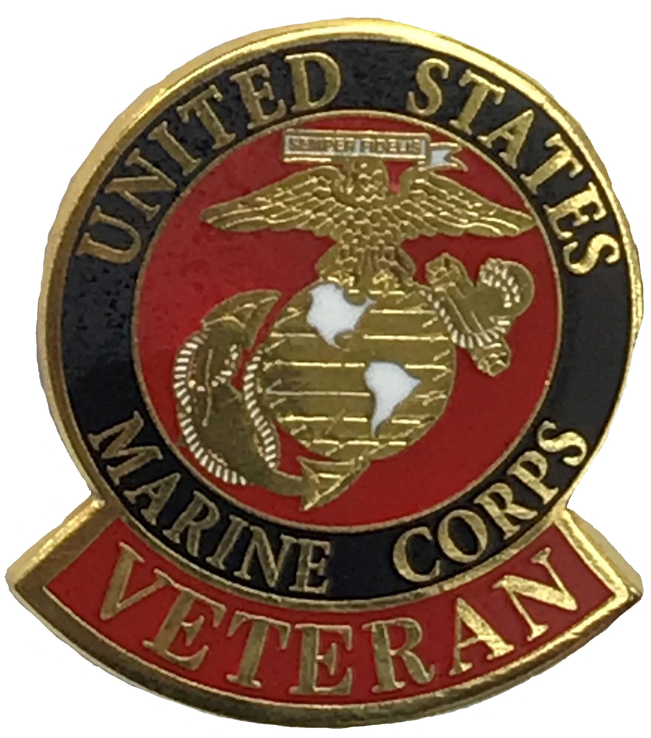 Eagle Emblems USMC Veteran Logo Lapel Hat Pin 1 inch (2.54 cm) | Authentic Marine Corps Pride - main product image