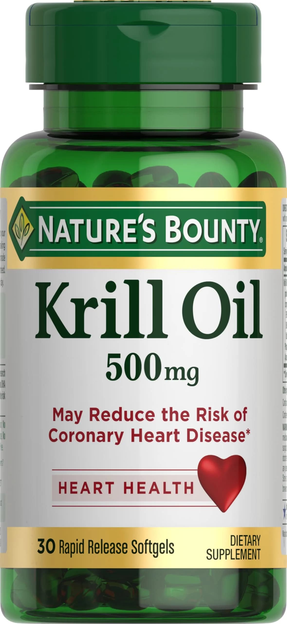 Nature's Bounty Krill Oil Heart Health 500mg 30 Count Softgels | Supports Cardiovascular Wellness - main product image