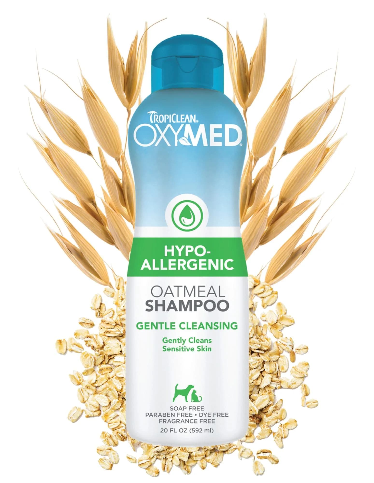 TropiClean OxyMed Hypoallergenic Dog & Cat Shampoo 591ml (20oz) | Soothes Itchy Skin & Coats - main product image