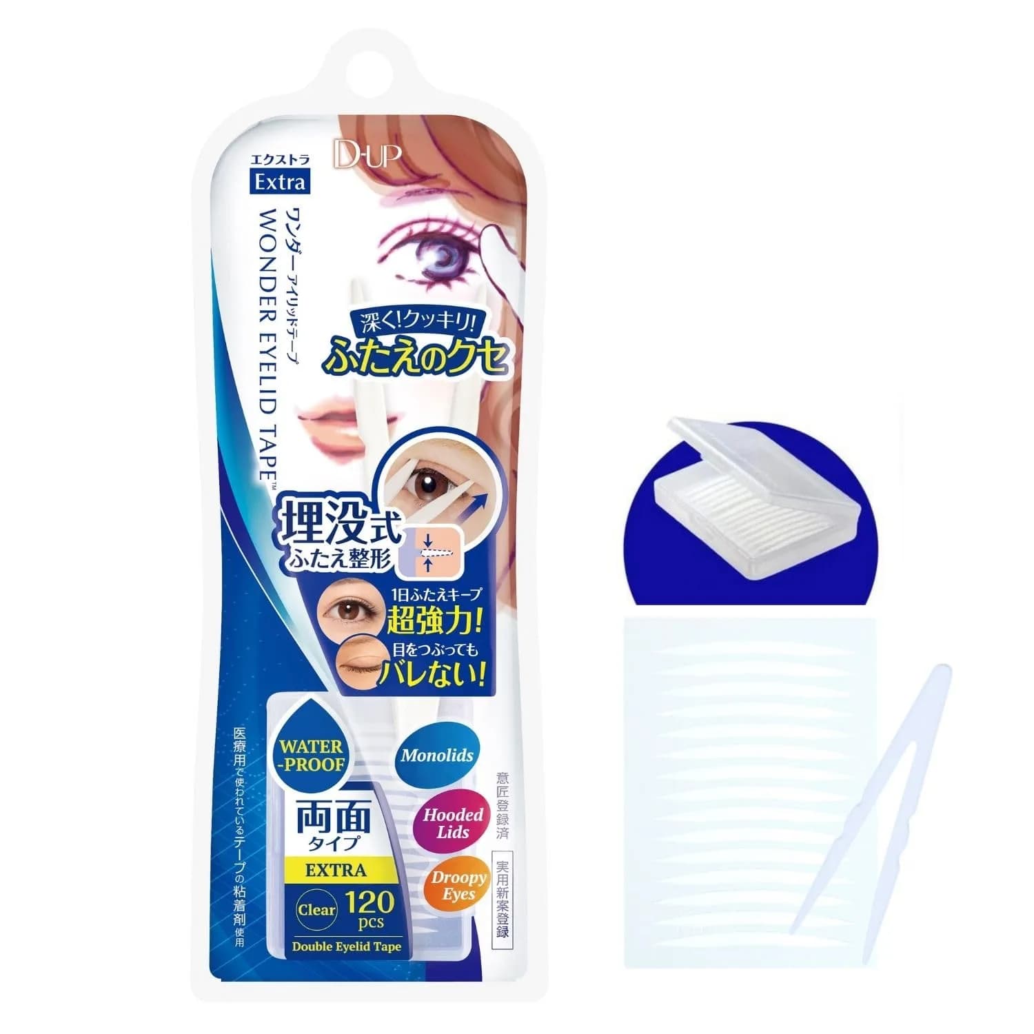 D-UP Double Sided Adhesive 120 Pc | Invisible, Water-Resistant, Natural Look
