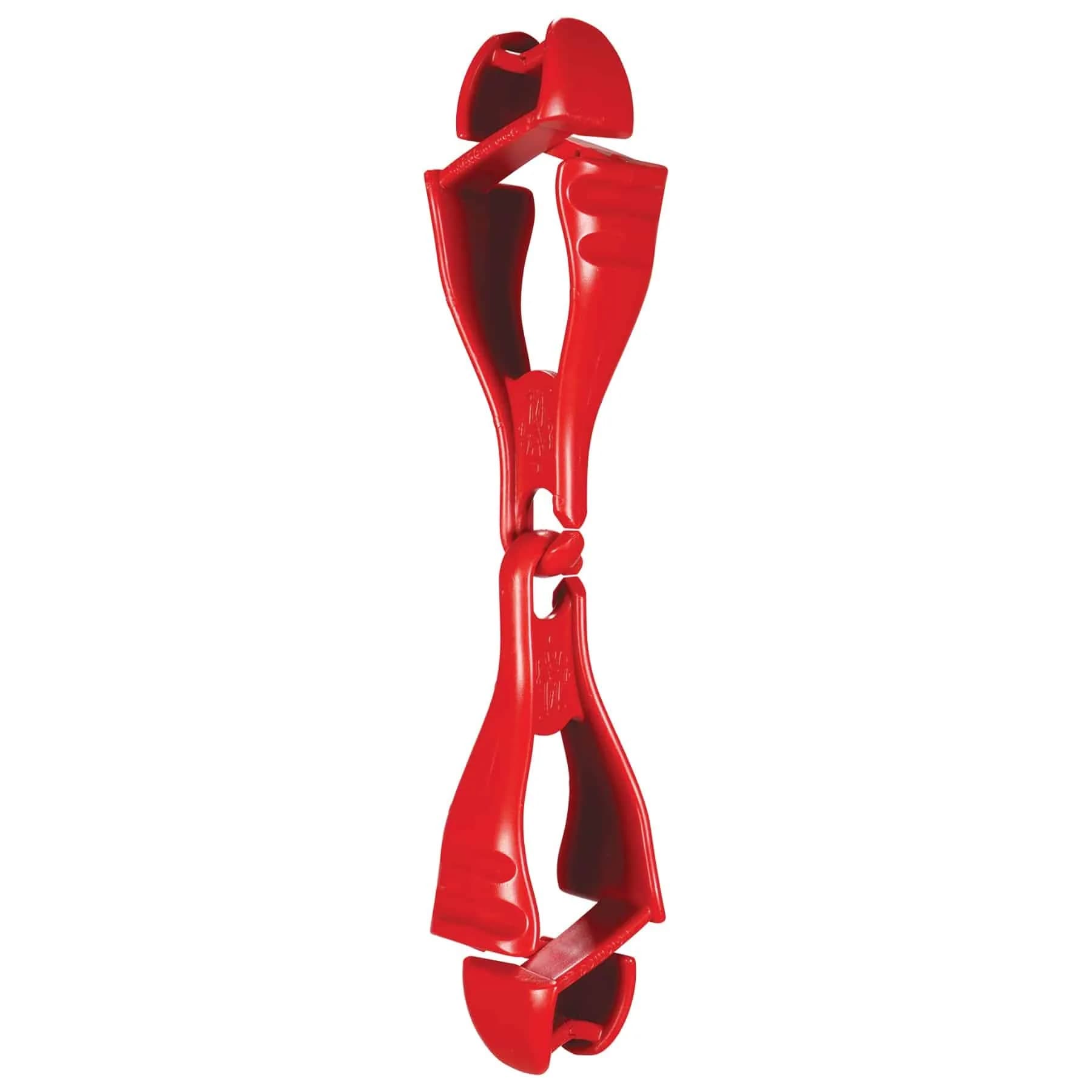 Ergodyne Squids 3400 Glove Clip Holder with Dual Clips, Red, 1 Count | Safety Gear for Work & Outdoors