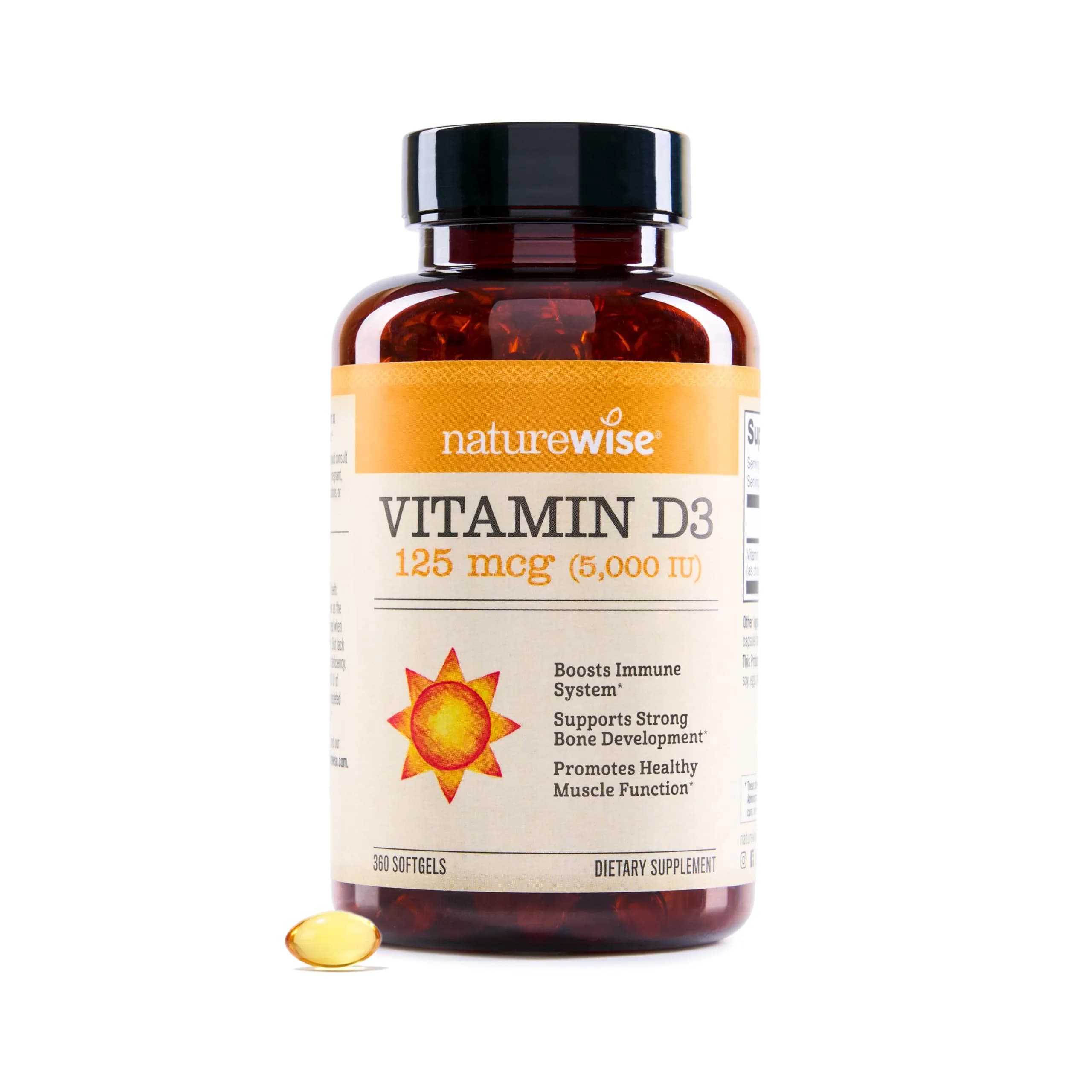 NatureWise Vitamin D3 5000IU Supplement, Immune Support, 360 Mini Softgels | NSF Certified - main product image