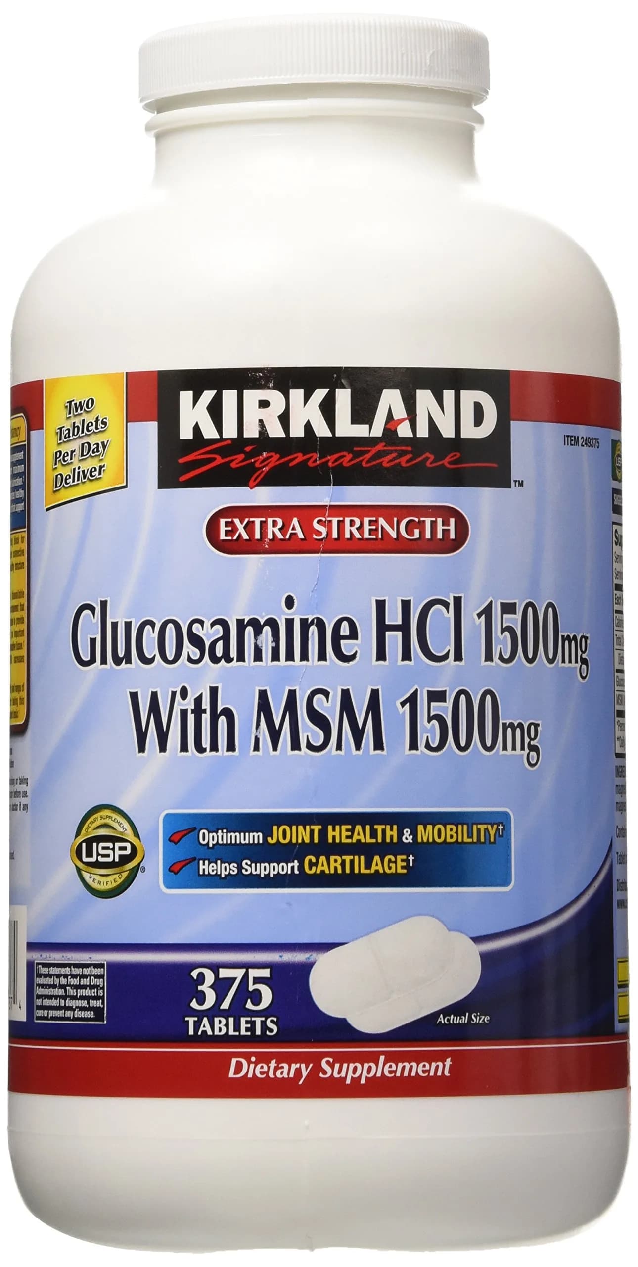 Kirkland Signature Glucosamine with MSM Tablets 1500mg (750 Count, 2 Pack) - main product image