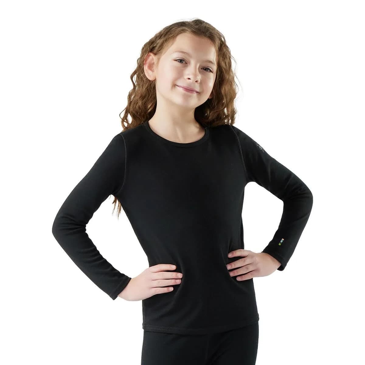Smartwool Merino 250 Baselayer Crew Top - Kids' Black, S | Cold Weather Base Layer with Merino Wool (70-120 chars)