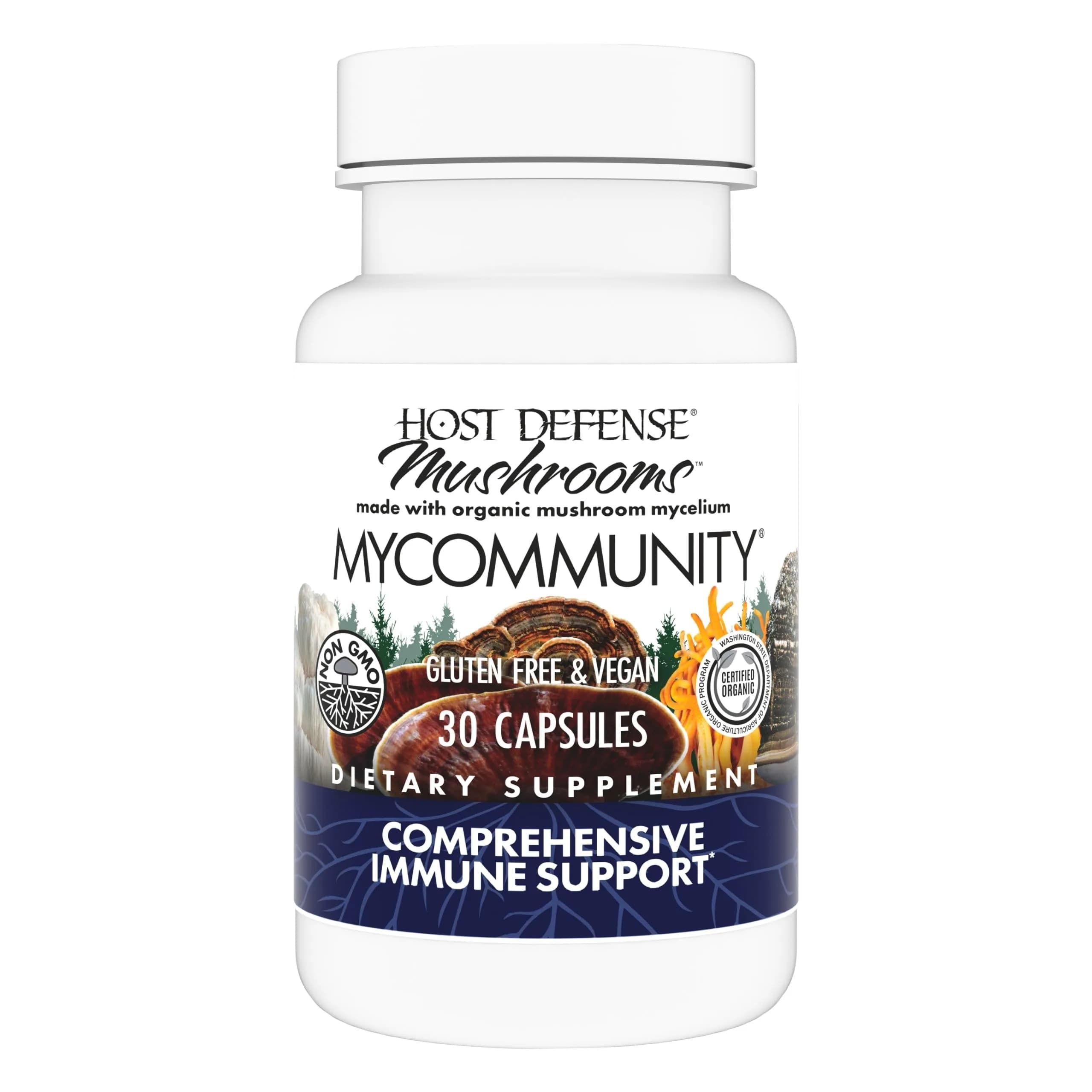 Host Defense MyCommunity Capsules, 30 Capsules | Immune Support with Organic Mushrooms