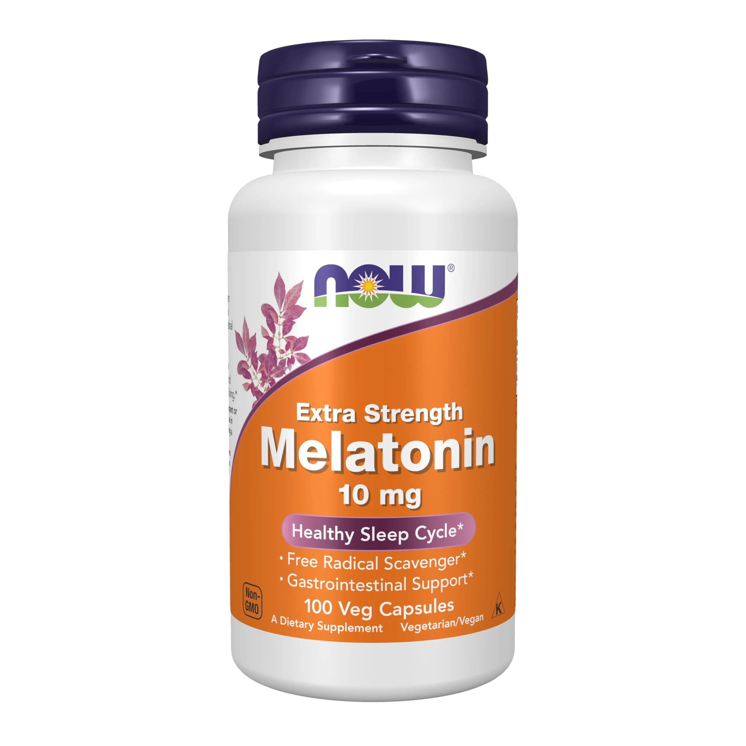 NOW Supplements Melatonin 10 mg | Extra Strength Sleep Support, Vegan, Non-GMO, 100 Veg Caps - main product image
