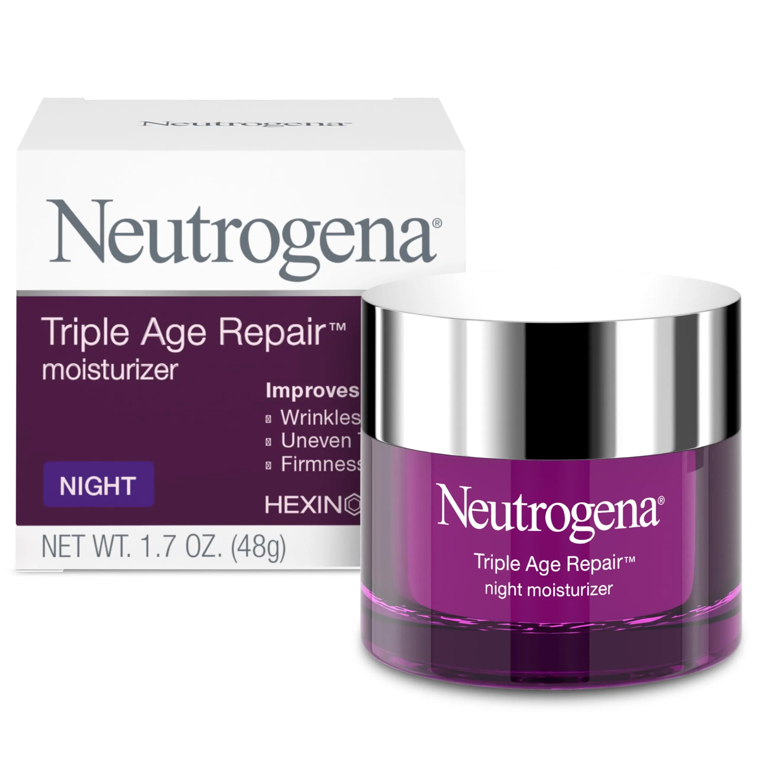 Neutrogena Triple Age Repair Night Face Moisturizer 50ml (1.7 Fl Oz) | Hexinol Technology & Vitamin C for Wrinkle Reduction - main product image