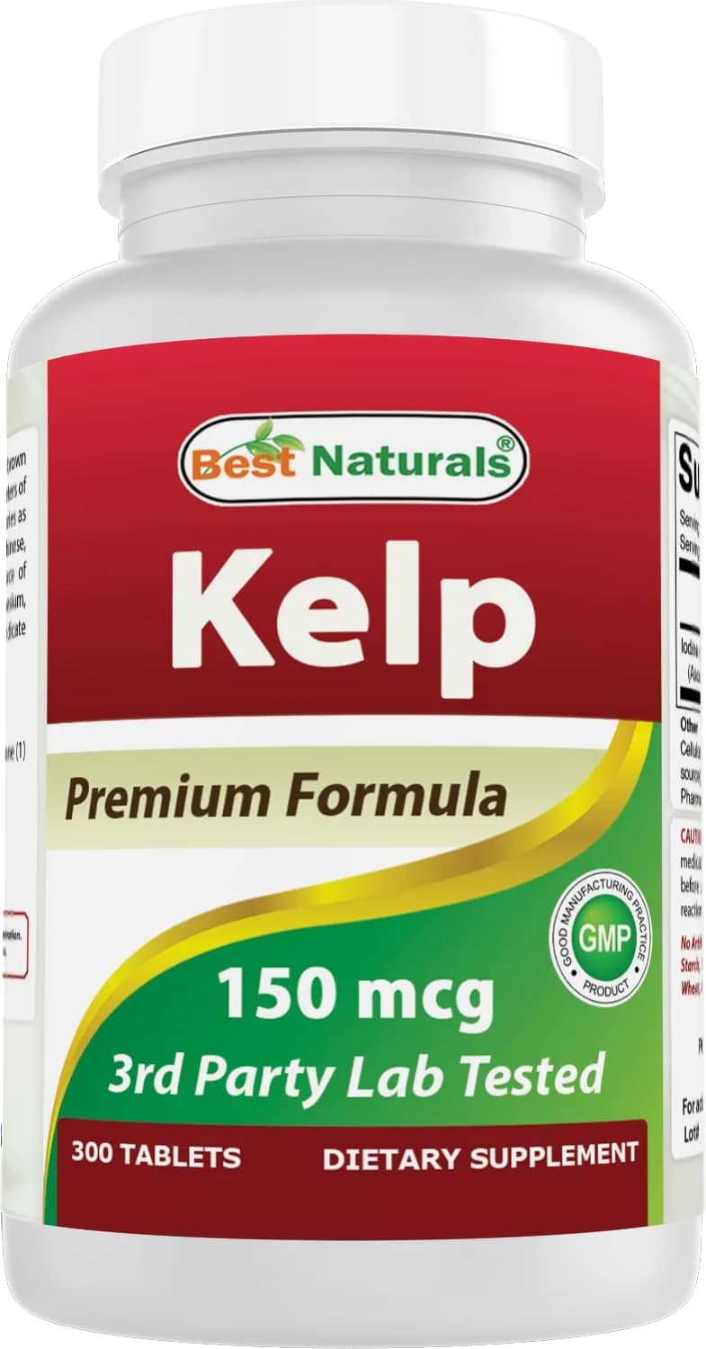 Best Naturals Kelp Supplement Tablets 150 Mcg (300 Count) | 300 Tablets for Thyroid Support - main product image