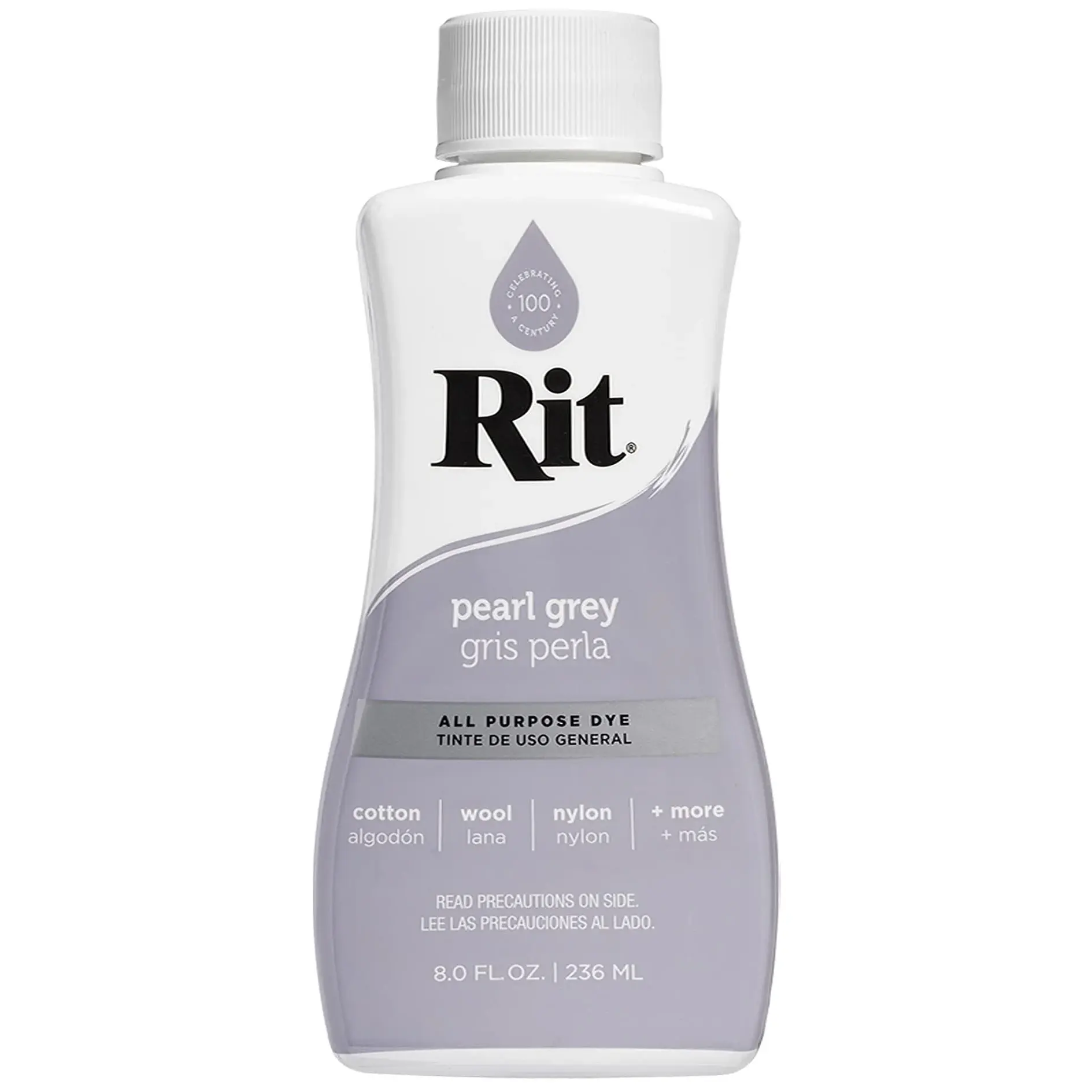 Rit All-Purpose Liquid Fabric Dye, Pearl Gray 237ml (8 Fl Oz) | Concentrated Formula for Cotton, Linen, Silk, Wool, Rayon, Nylon - main product image