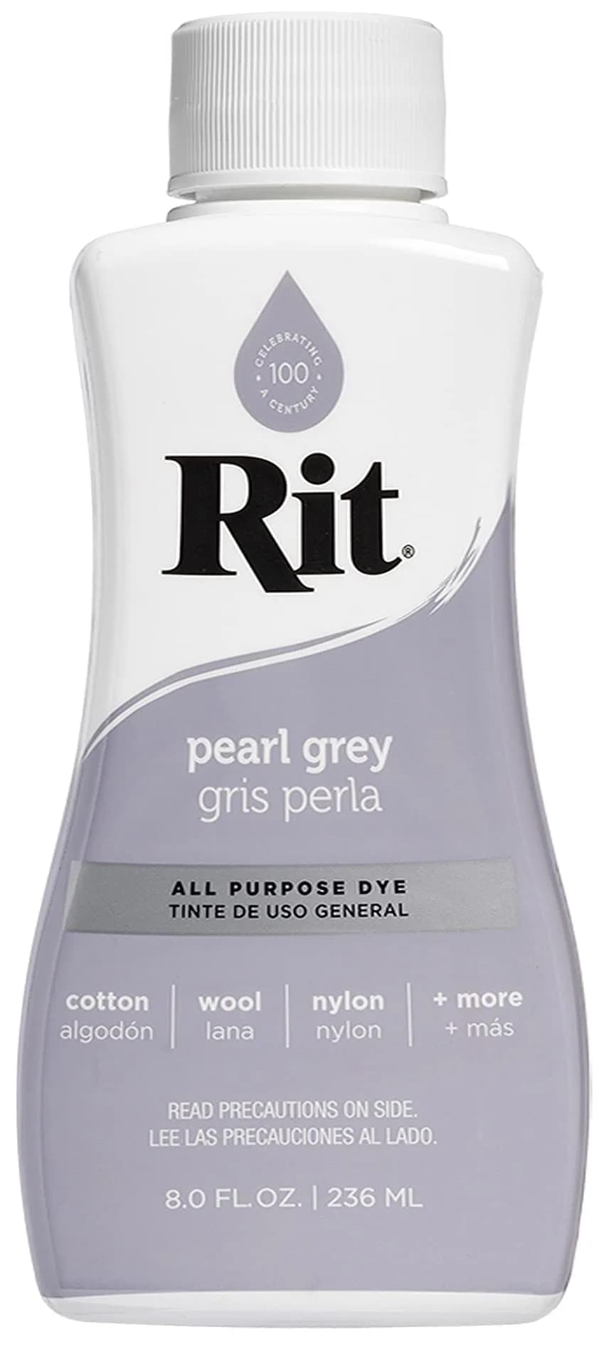 Rit All-Purpose Liquid Fabric Dye, Pearl Gray 237ml (8 Fl Oz) | Concentrated Formula for Cotton, Linen, Silk, Wool, Rayon, Nylon - main product image