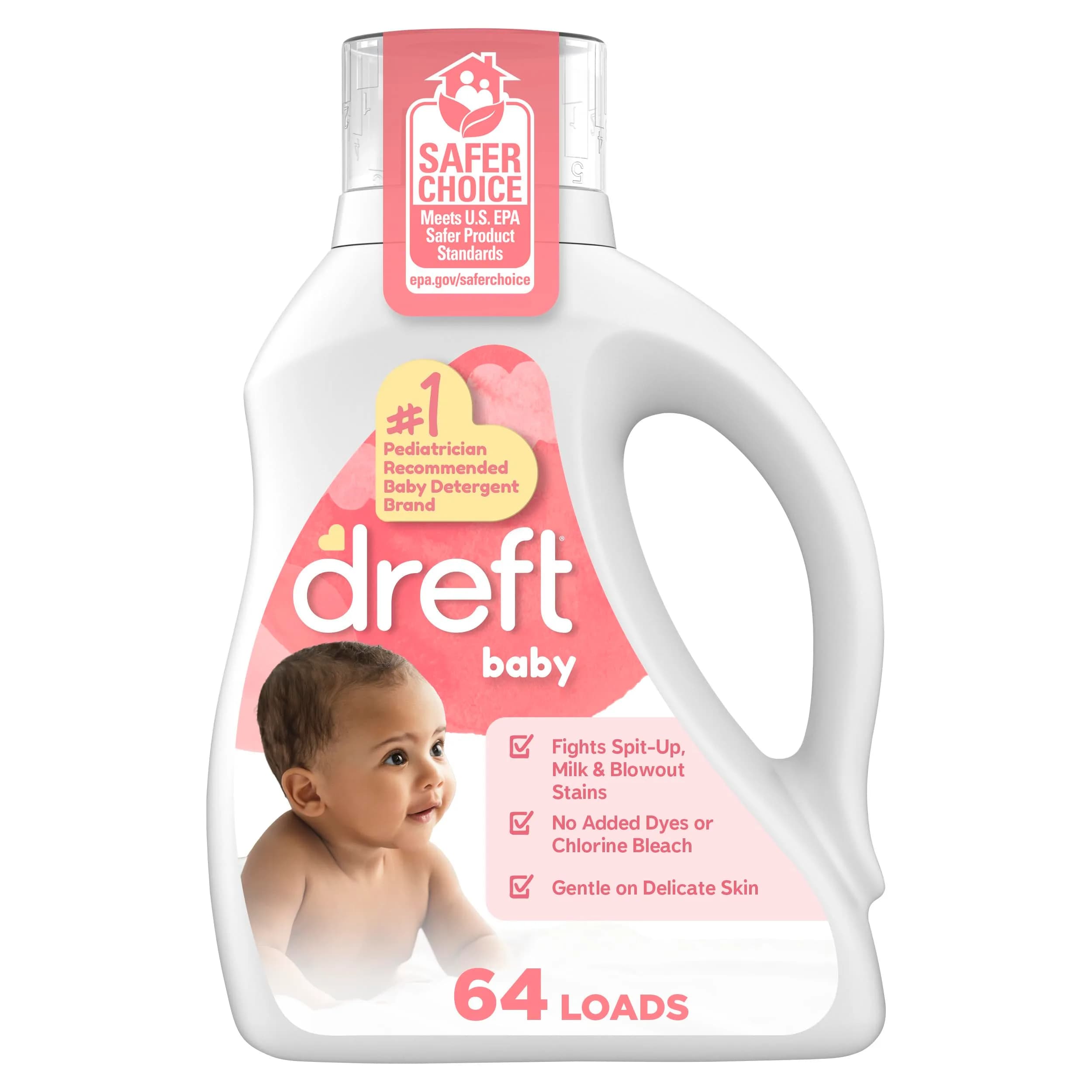 Dreft Baby Liquid Laundry Detergent, Gentle on Sensitive Skin Laundry Soap 2.49 L (84 fl oz) | Pediatrician Recommended Hypoallergenic Formula - main product image
