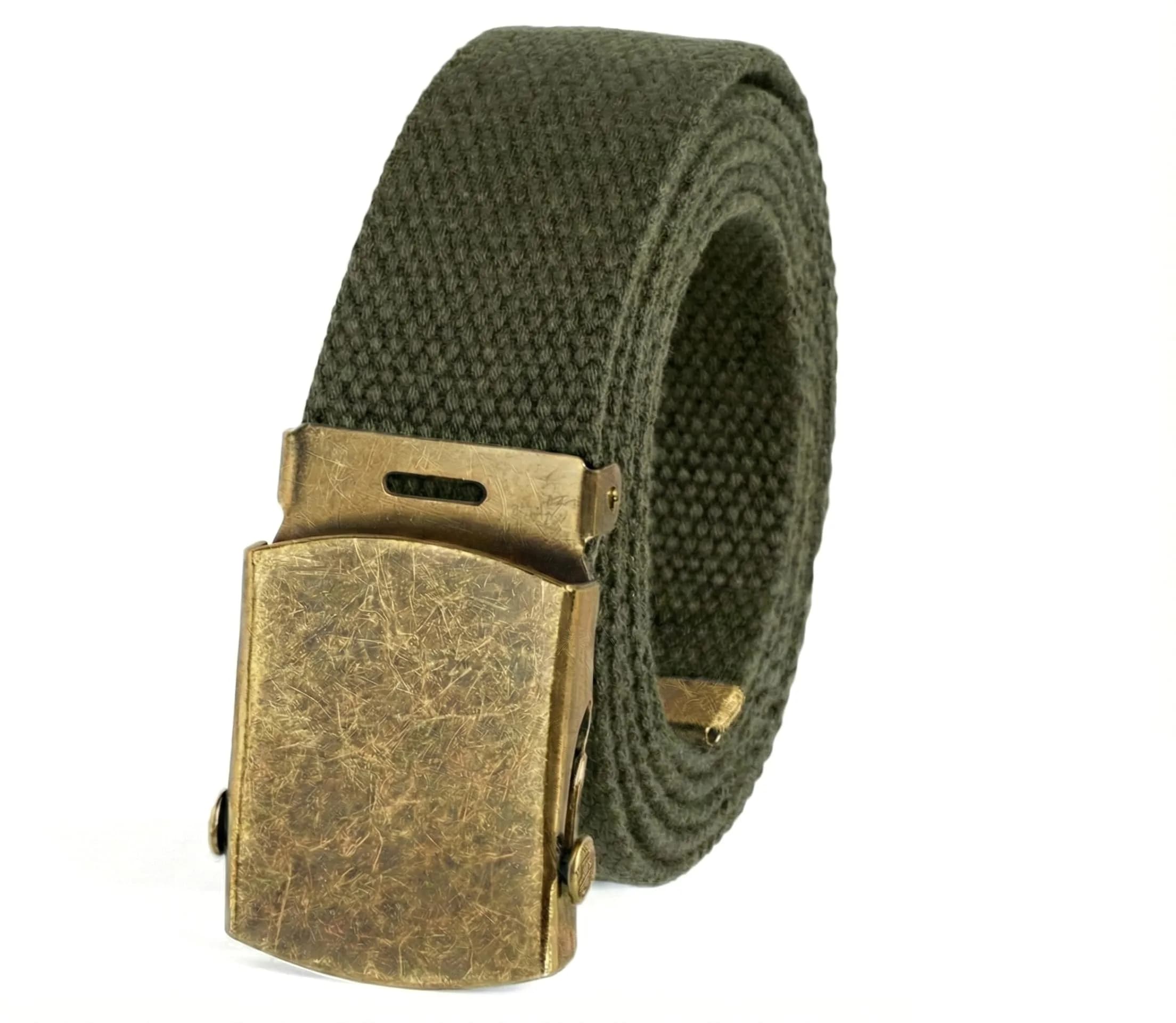 BC Belts Canvas Web Belt Military Style 54" Olive | Adjustable Vintage Casual Belt - main product image