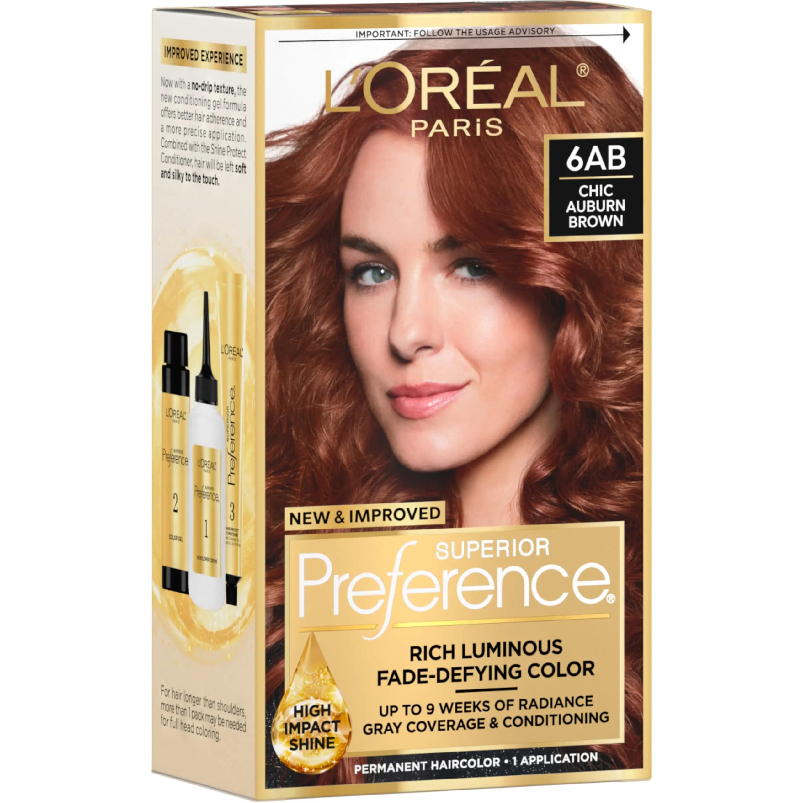 L'Oreal Paris Superior Preference Permanent Hair Color 6AB Chic Auburn Brown | Fade-Defying Radiance Up to 9 Weeks - main product image