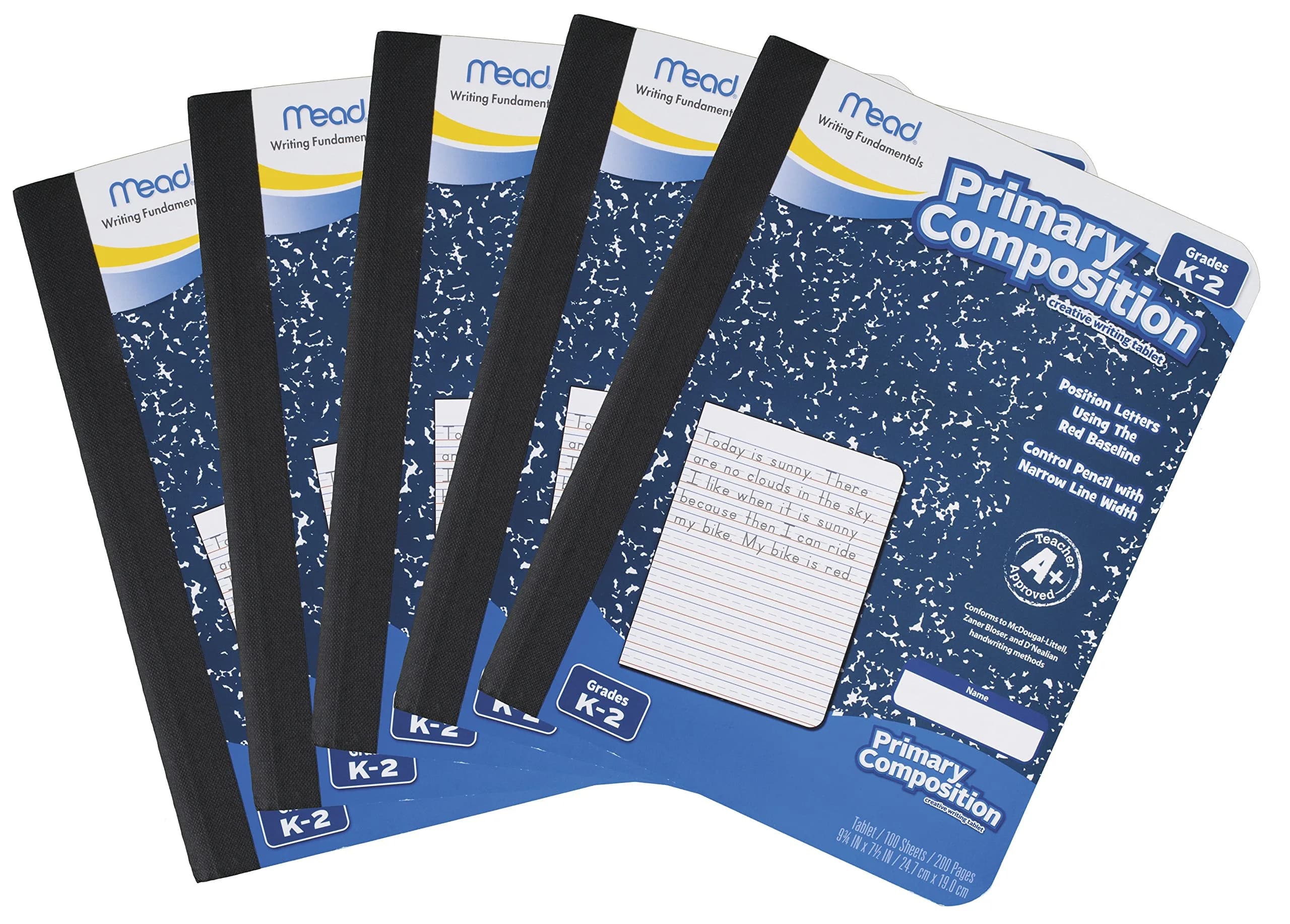 Mead Primary Composition Notebook for Grades K-2 | 100 Sheets Wide Ruled, 5 Pack