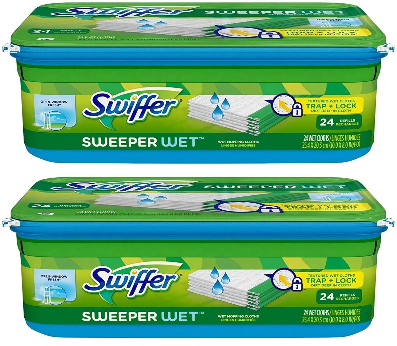 Swiffer Sweeper Wet Mopping Cloth Refill Open Window Fresh 24 Count (48 Total Cloths) | Locks Dirt Deeply - main product image