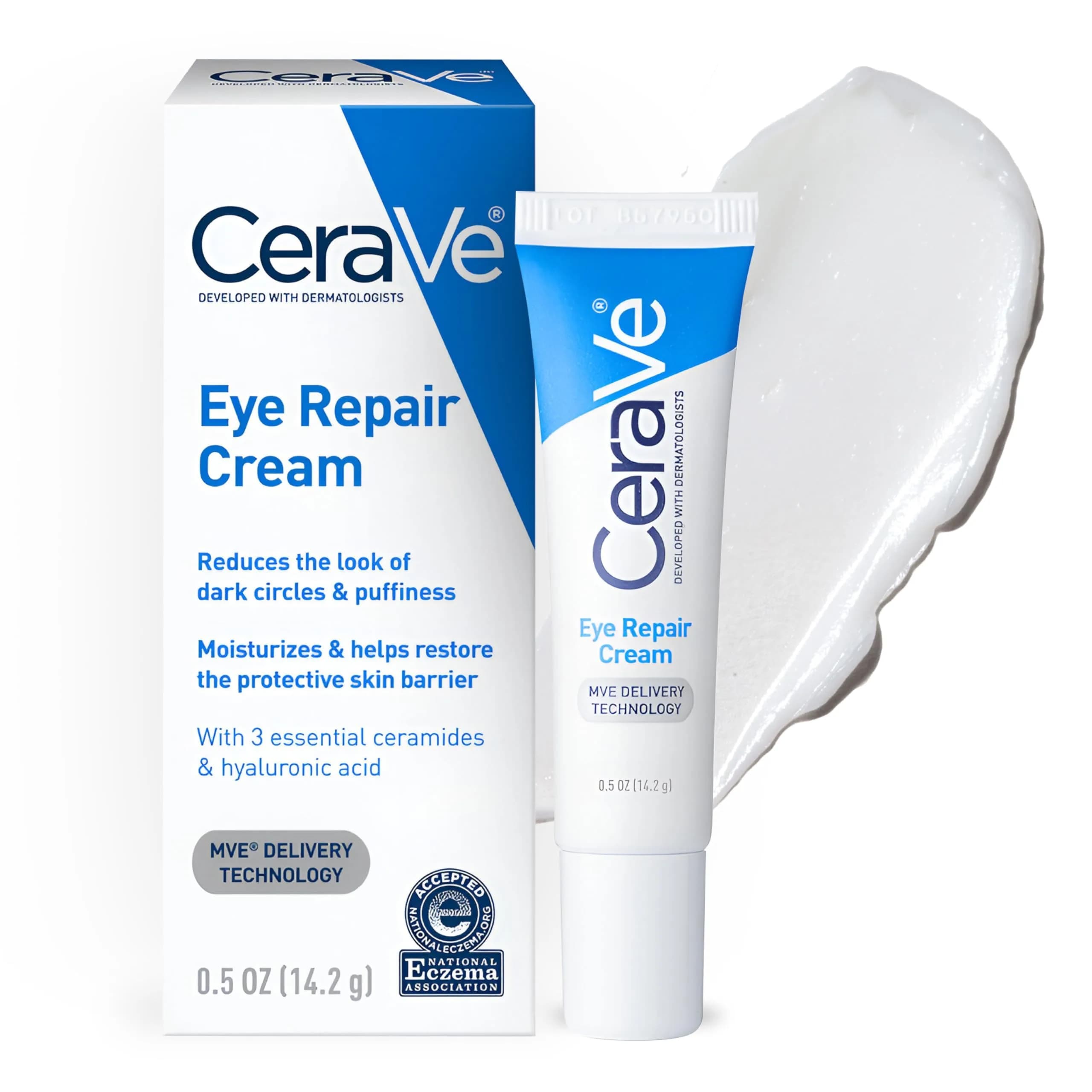 CeraVe Eye Repair Cream 14ml (0.5 Fl Oz) | Hydrates, Depuffs, and Brightens Under Eyes - main product image